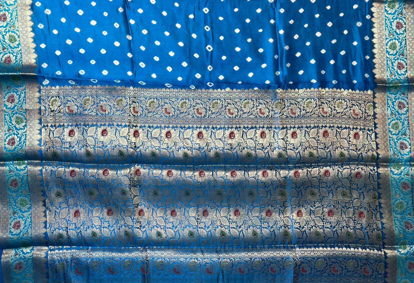 Royal Blue Banaras Bandhani Silk Saree with Border and Pallu Design b0408ds