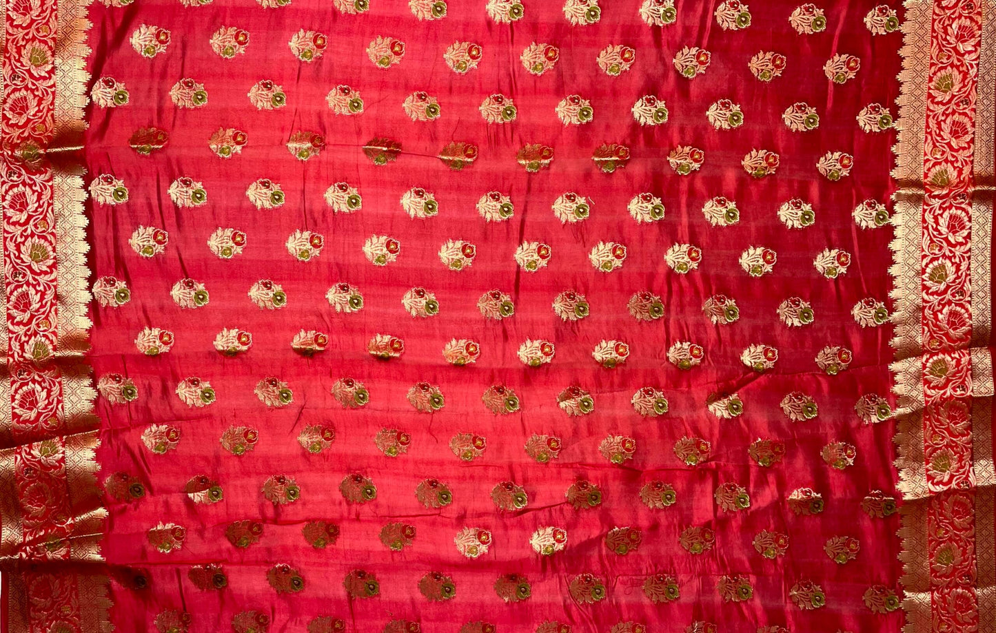 Peach Banaras Bandhani Silk Saree with Border and Pallu Design b0409ds