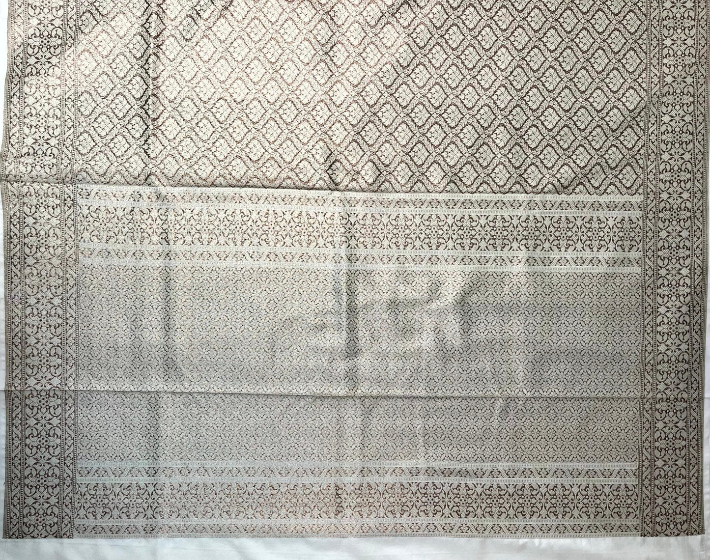 Beige Banaras Katan Intricate Allover Brocade Saree with Border and Pallu Design b0456ds