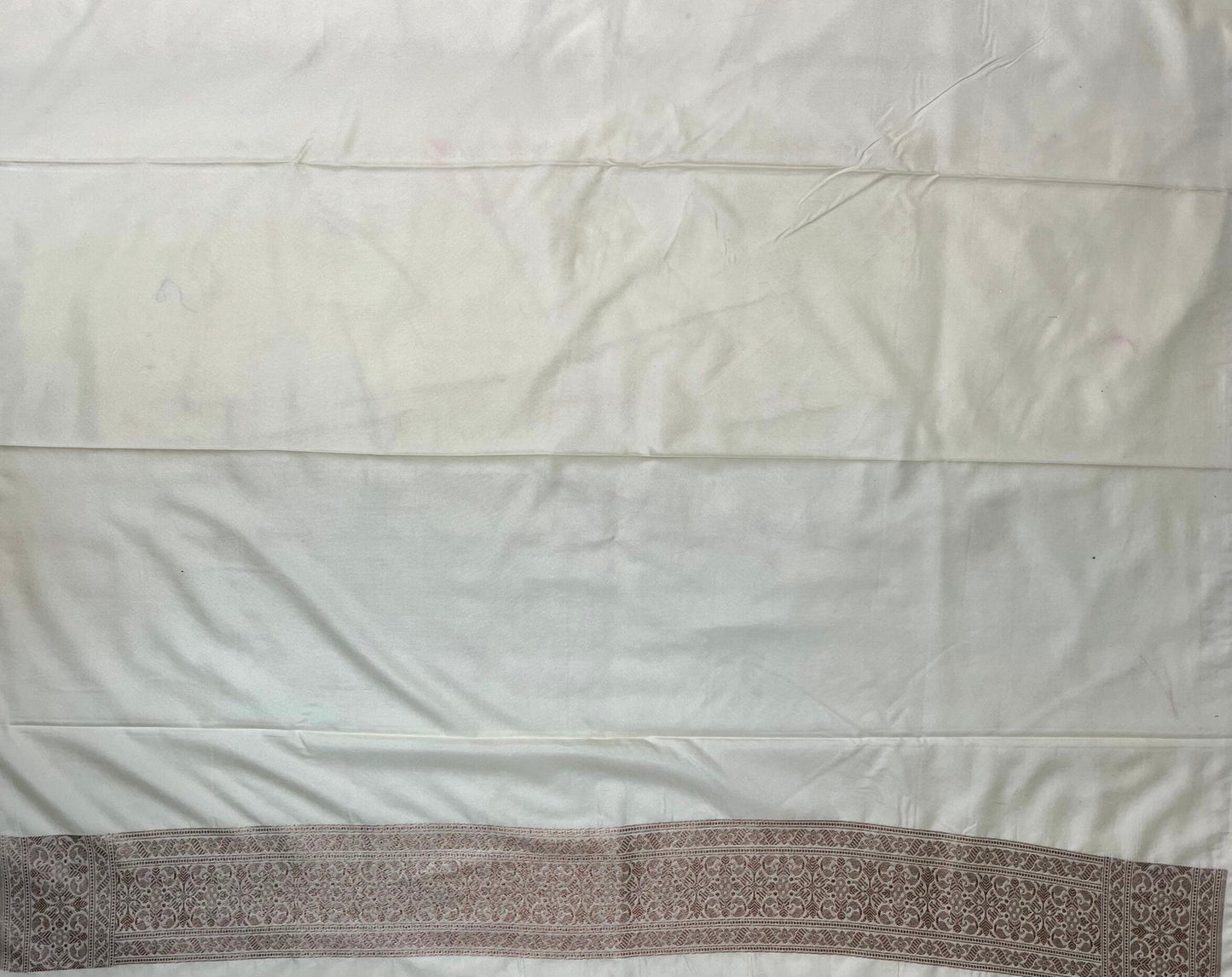 Beige Banaras Katan Intricate Allover Brocade Saree with Border and Pallu Design b0457ds