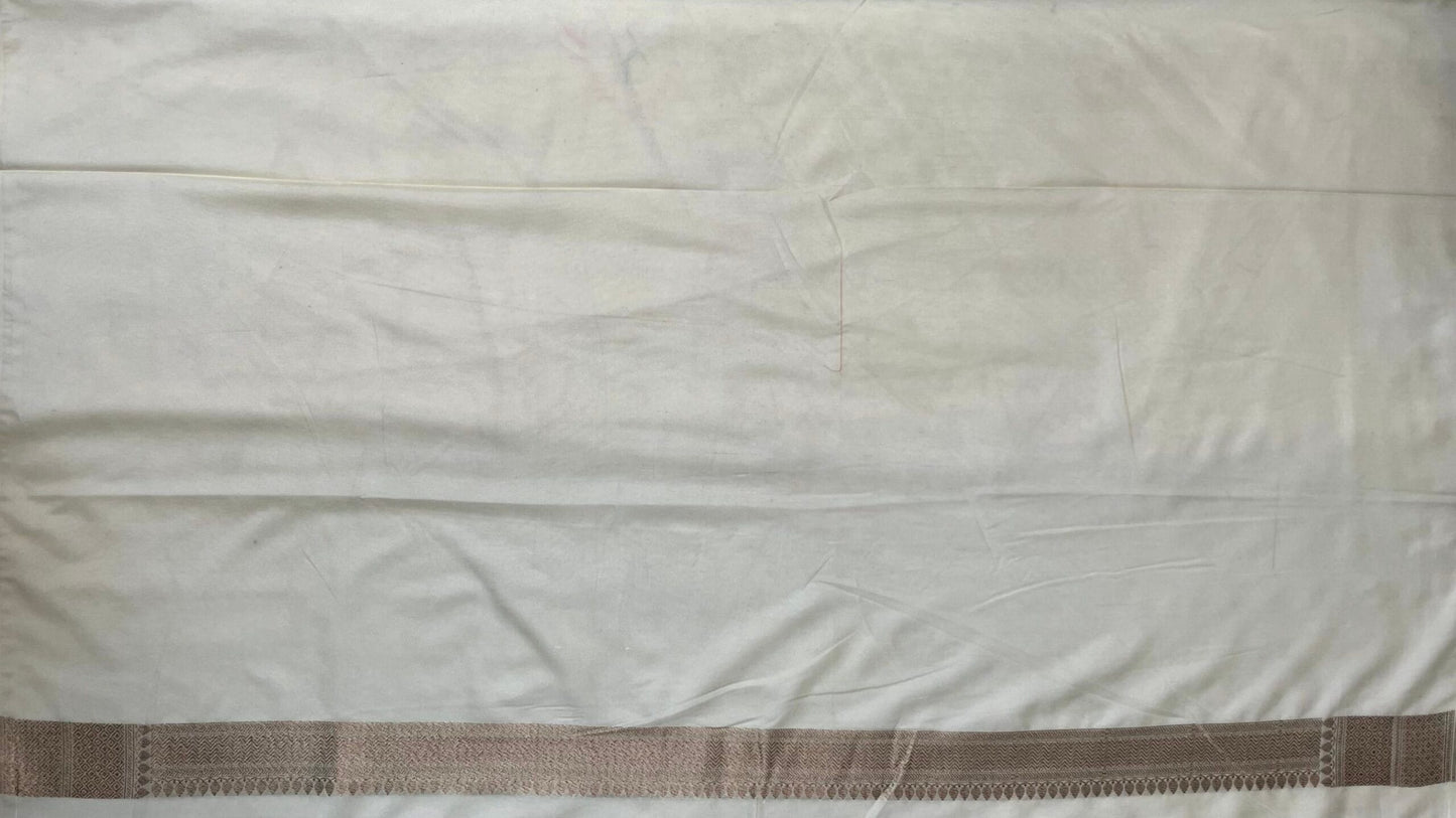 Beige Banaras Katan Intricate Allover Brocade Saree with Border and Pallu Design b0459ds