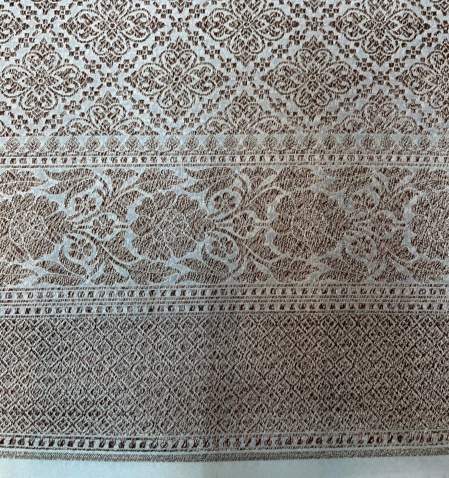 Beige Banaras Katan Intricate Allover Brocade Saree with Border and Pallu Design b0460ds