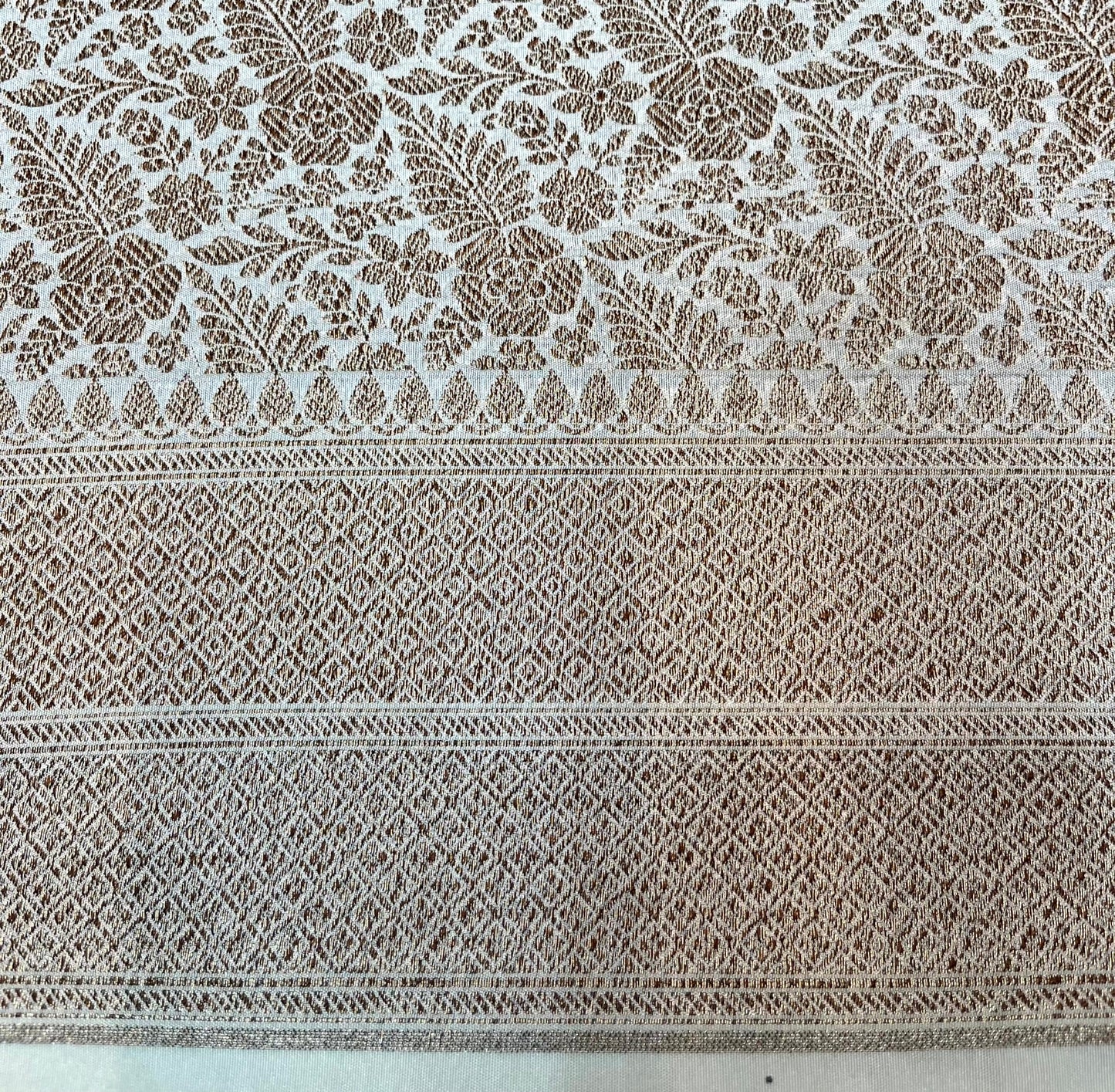 Beige Banaras Katan Intricate Allover Brocade Saree with Border and Pallu Design b0461ds