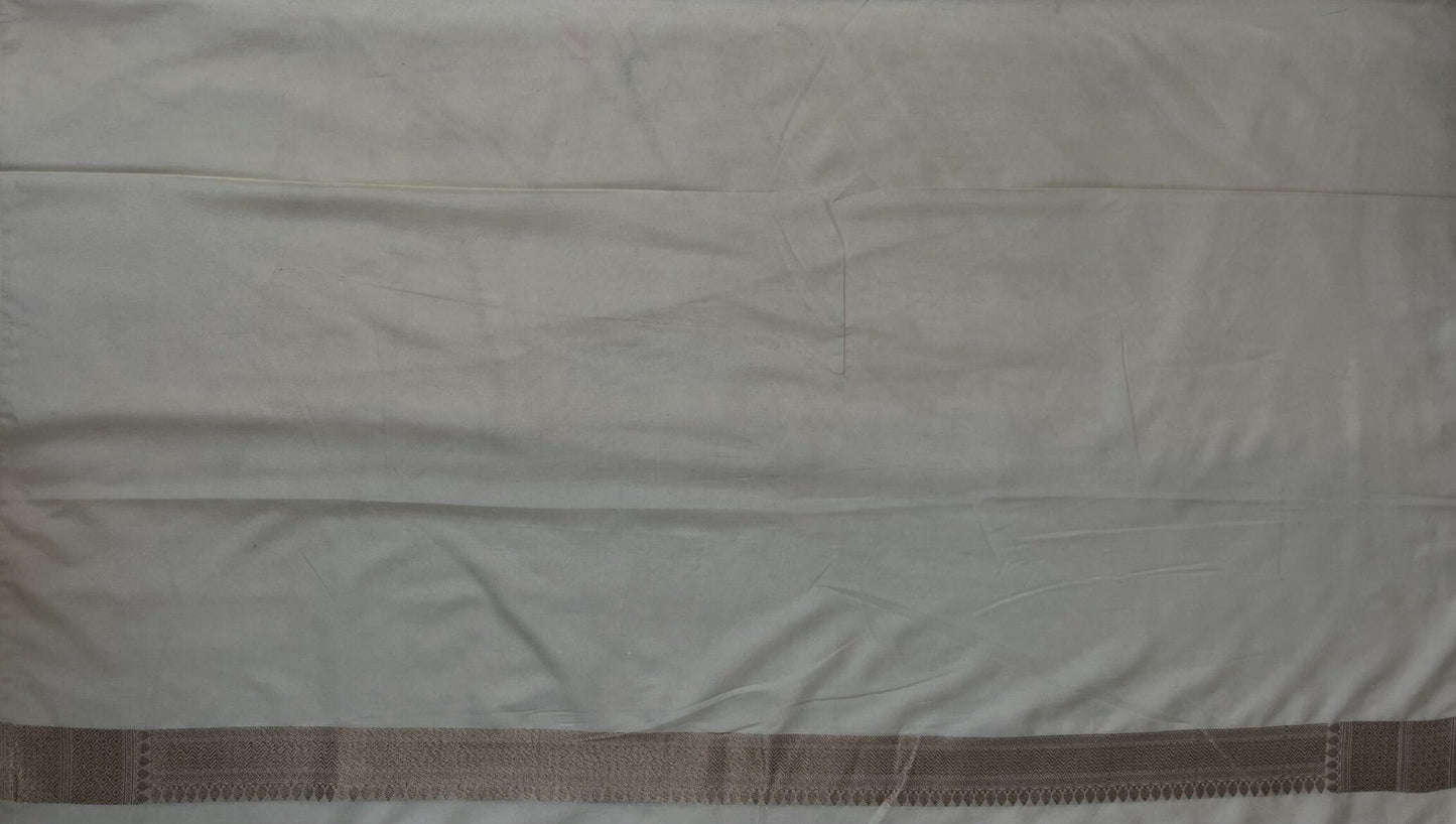 Beige Banaras Katan Intricate Allover Brocade Saree with Border and Pallu Design b0461ds