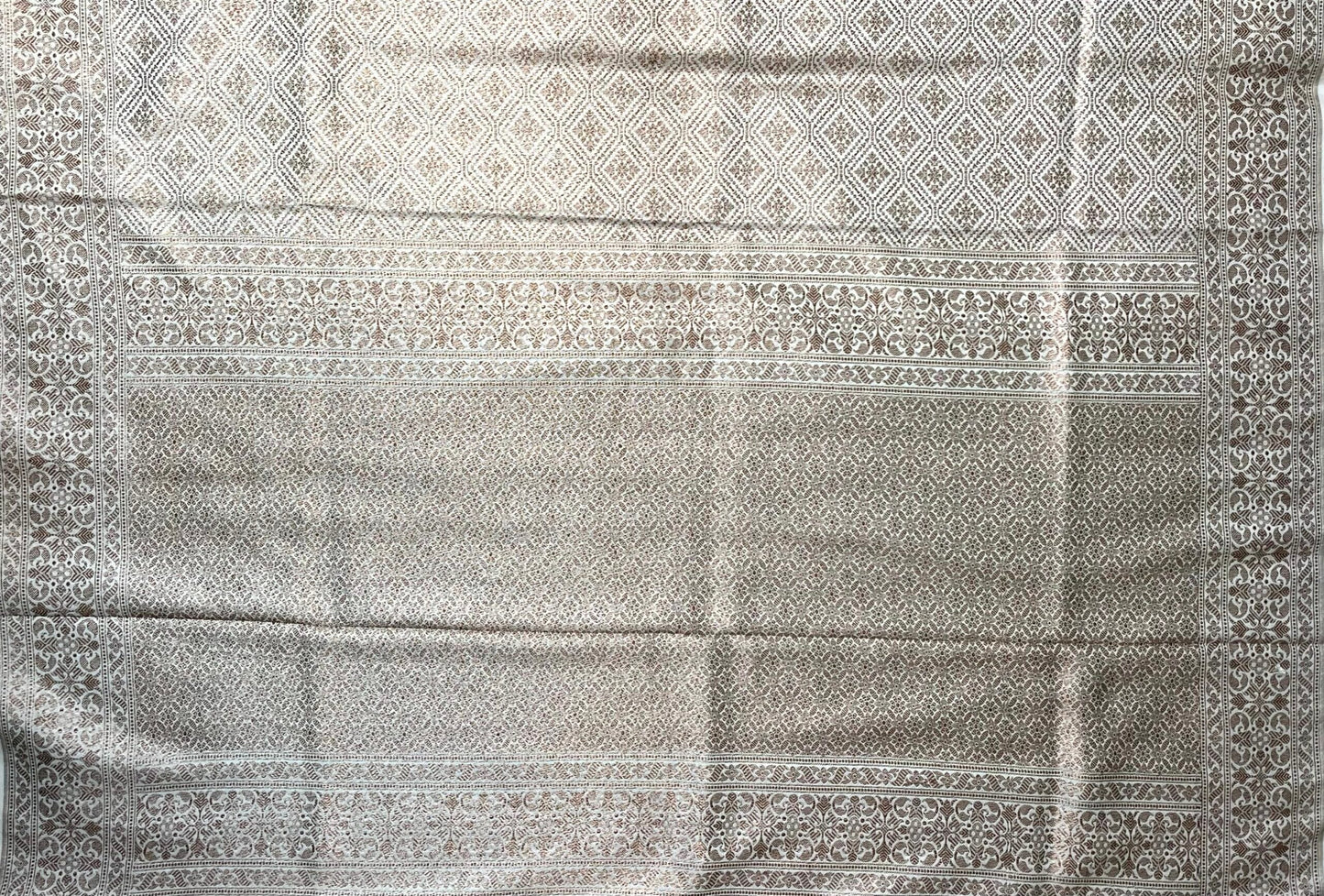 Beige Banaras Katan Intricate Allover Brocade Saree with Border and Pallu Design b0463ds