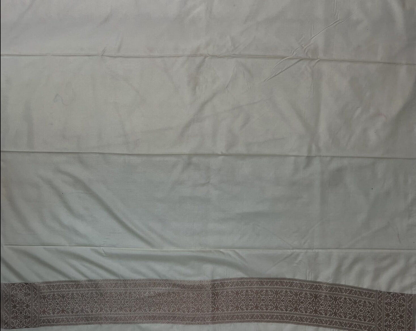 Beige Banaras Katan Intricate Allover Brocade Saree with Border and Pallu Design b0463ds