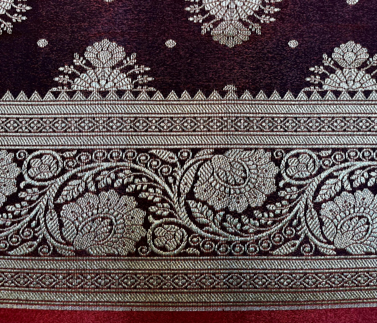 Maroon Banaras Katan Silk Saree with Body Butti Design b0473ds