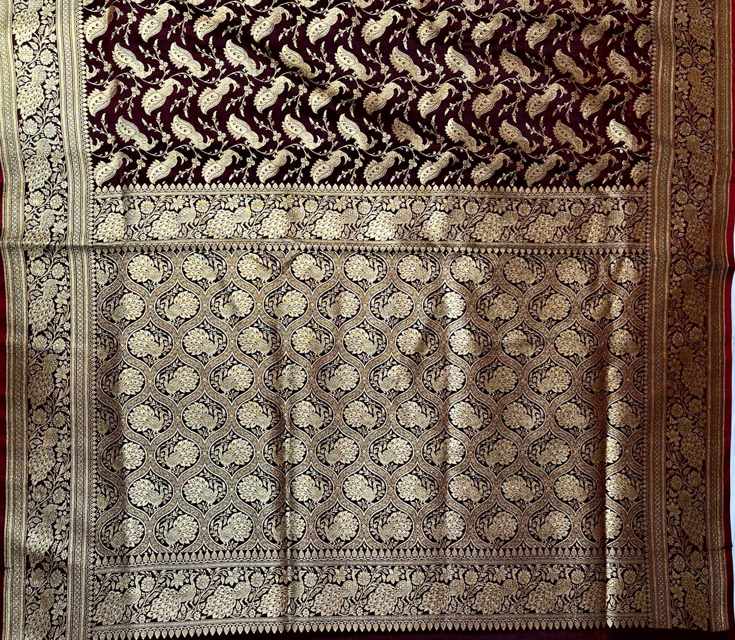 Maroon Banaras Katan Silk Saree with Body Butti Design b0475ds