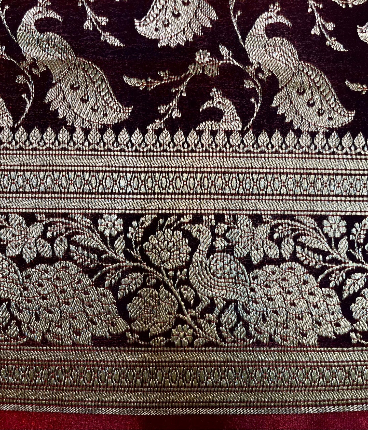 Maroon Banaras Katan Silk Saree with Body Butti Design b0475ds