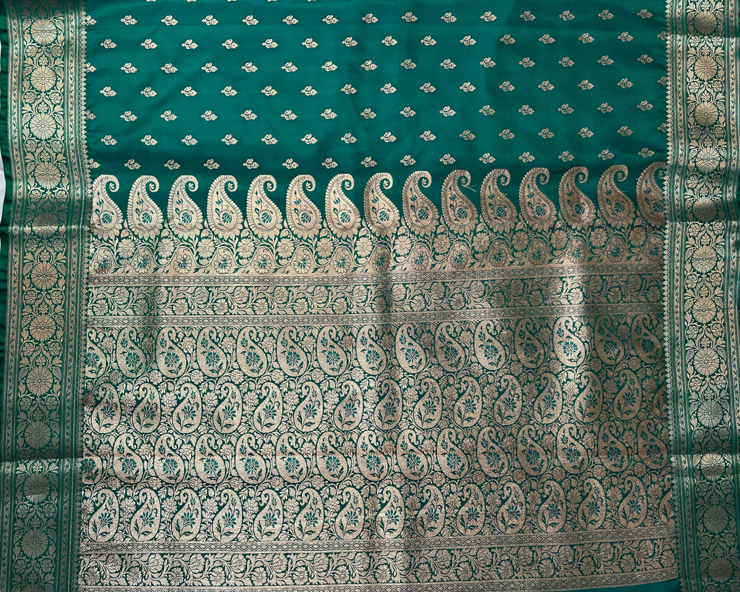 Sea Green Banaras Katan Silk Saree with Body Butti Design b0481ds