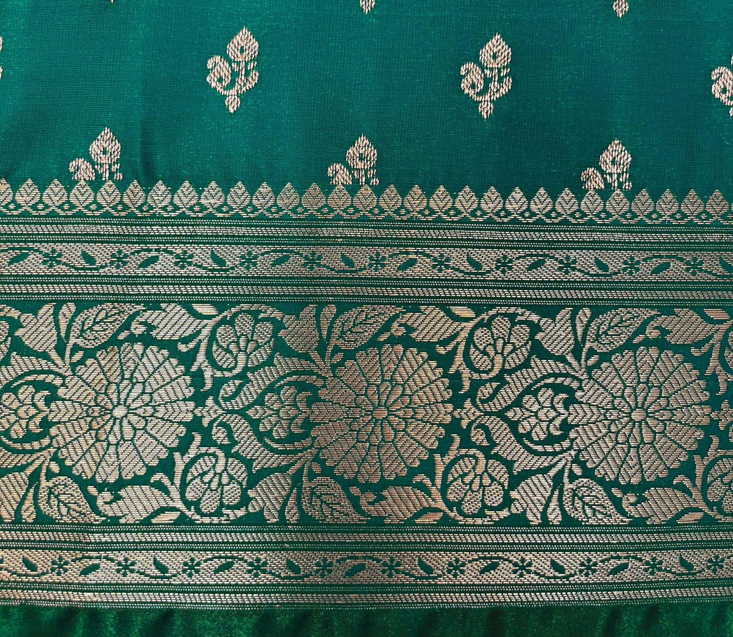 Sea Green Banaras Katan Silk Saree with Body Butti Design b0481ds