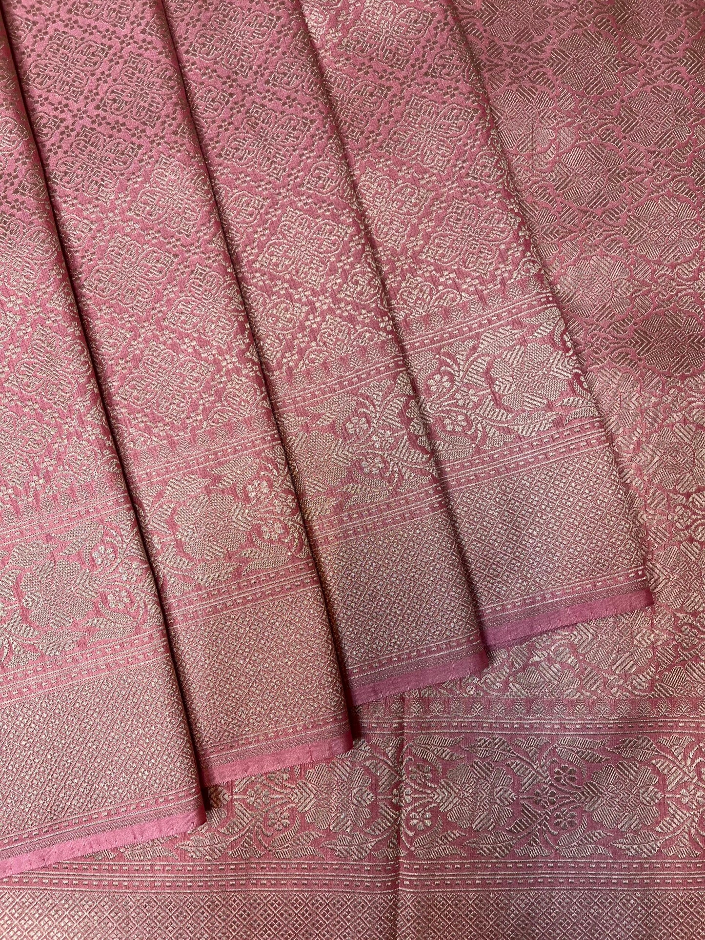Light Pink Banaras Allover Brocade Saree with Border and Pallu Design b0495ds