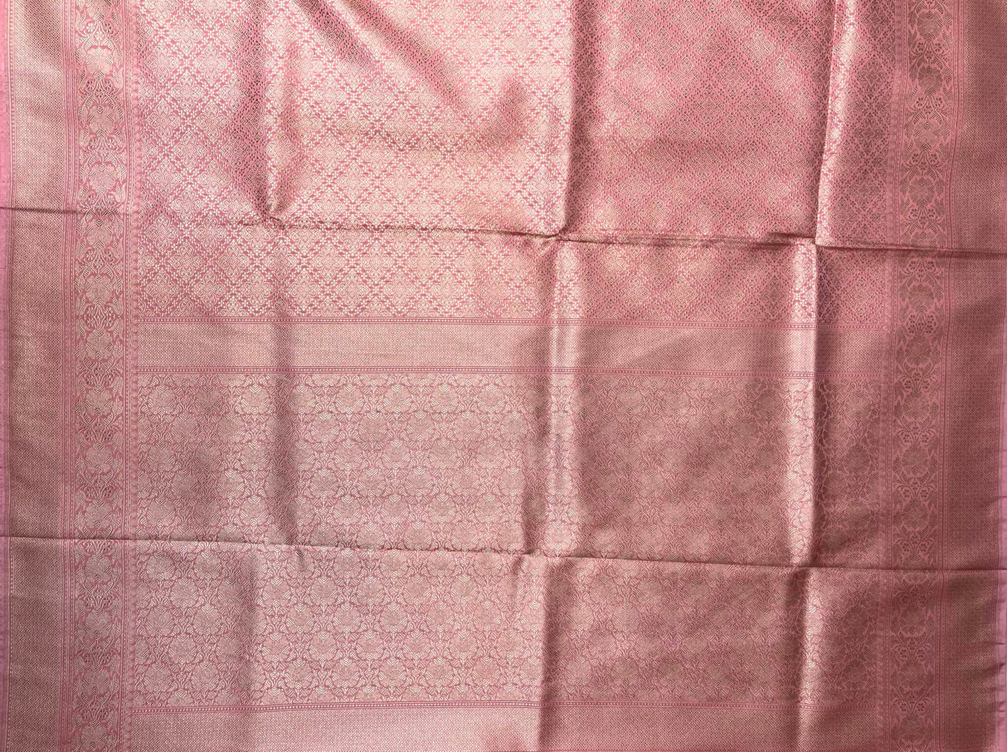 Light Pink Banaras Allover Brocade Saree with Border and Pallu Design b0495ds
