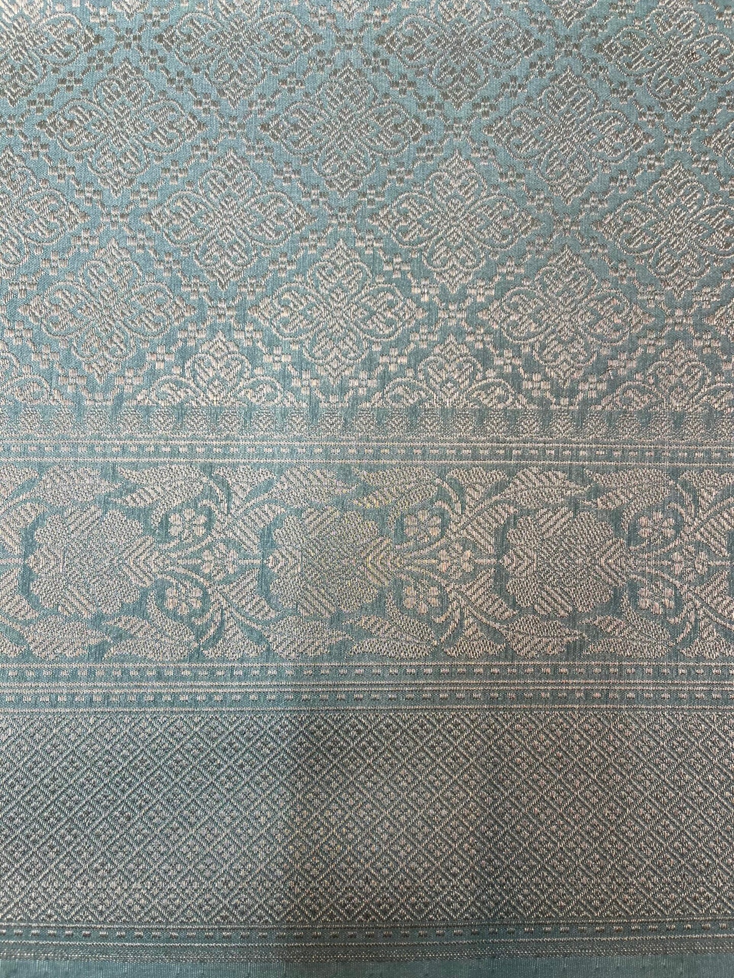 Slate Blue Banaras Allover Brocade Saree with Border and Pallu Design b0496ds