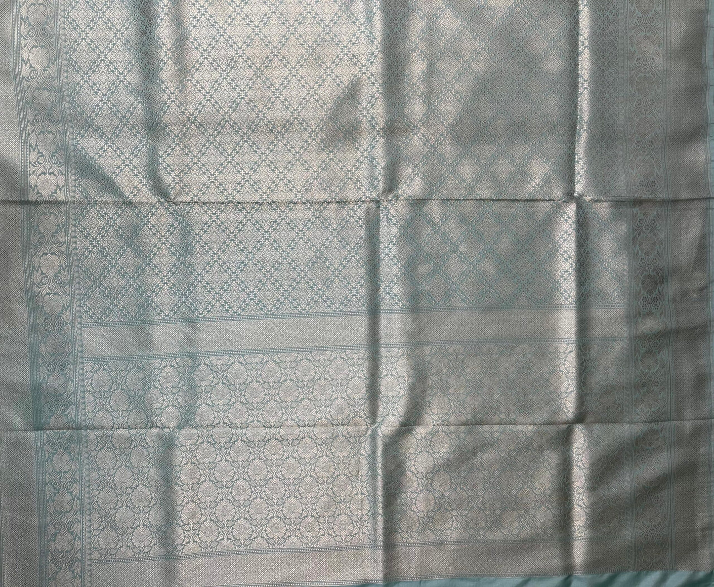 Slate Blue Banaras Allover Brocade Saree with Border and Pallu Design b0496ds