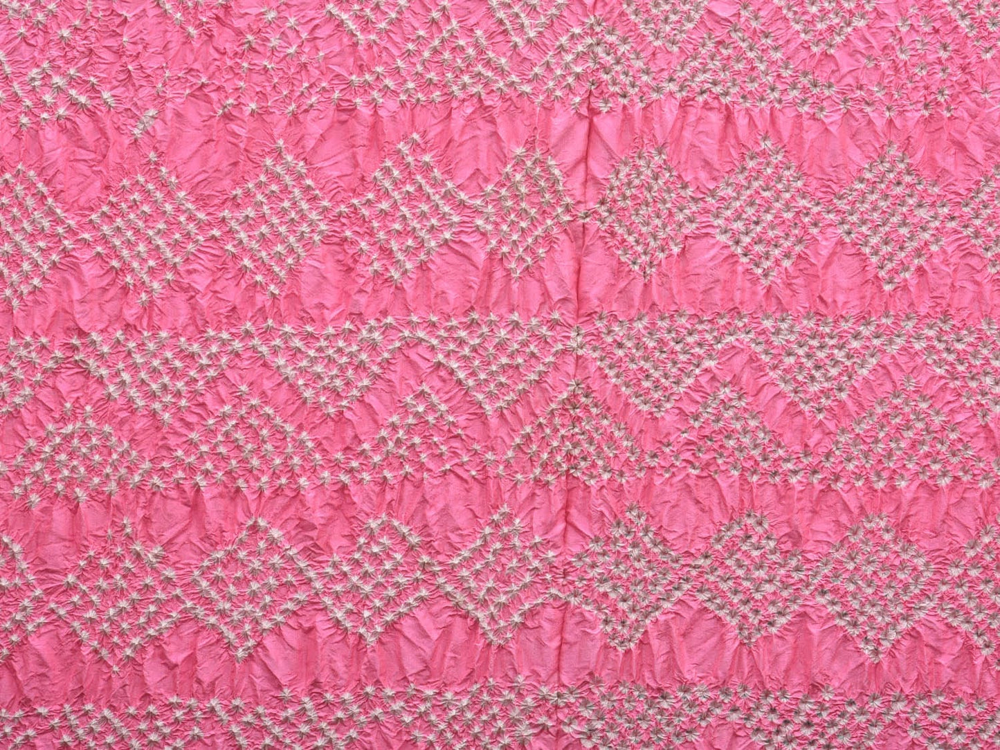 Baby Pink and Green Bandhani Gadwal Silk Handloom Saree with Pallu and Border Design bn0342
