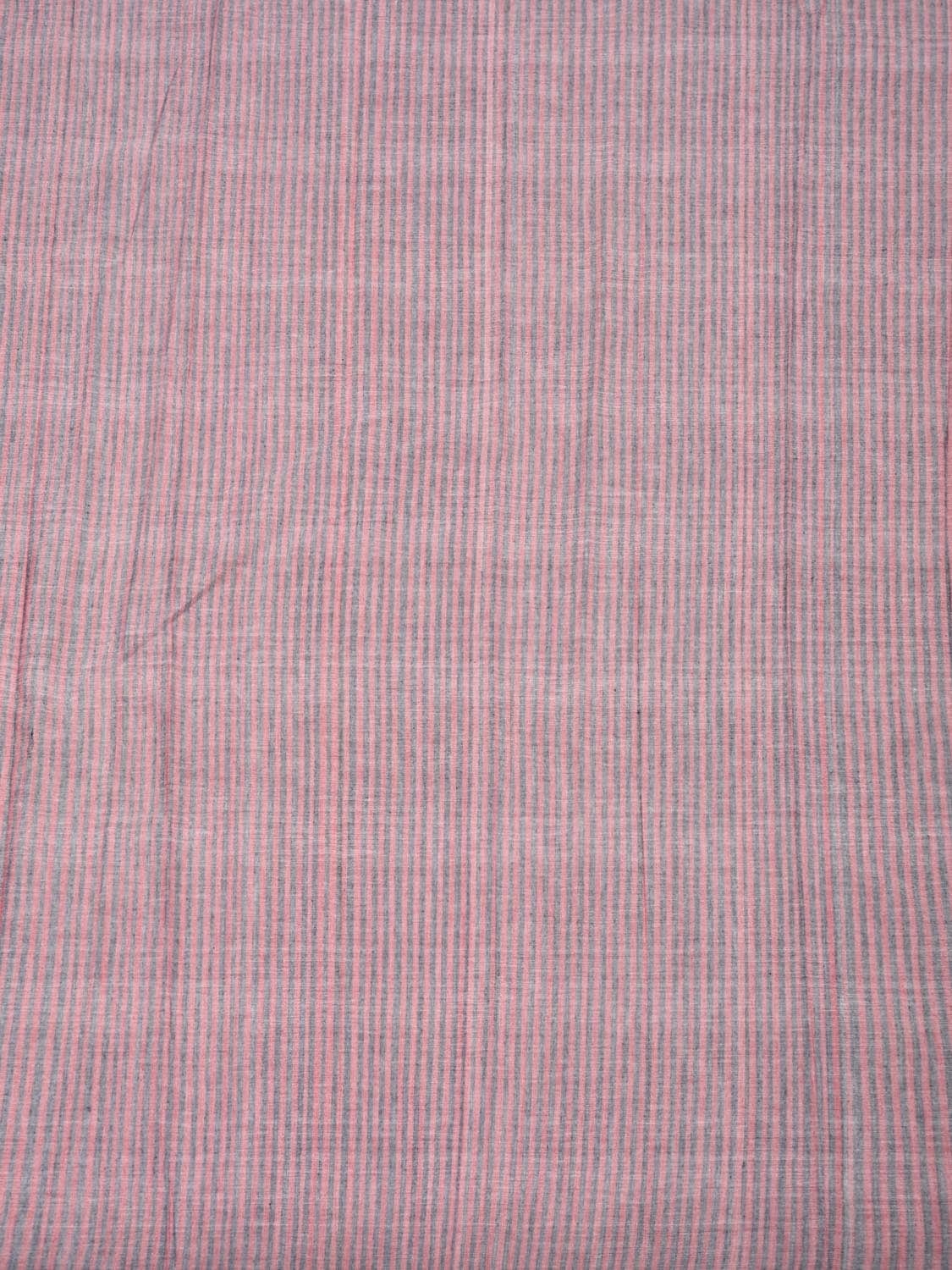 Baby Pink and Grey Cotton Handloom 2.5mts Fabric With Strips Design f0187