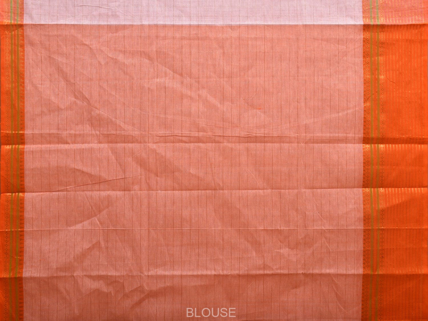 Baby Pink and Orange Kanchipuram Cotton Handloom Saree with Strips Body and Border Design k0551
