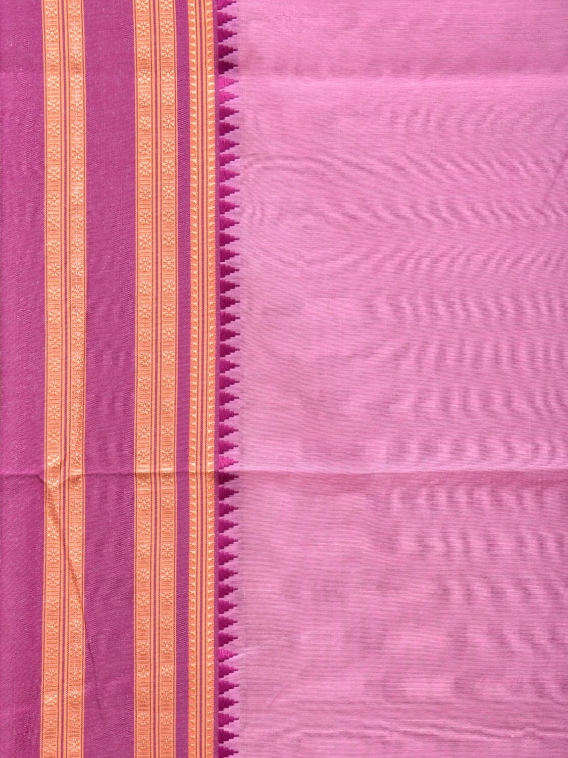 Baby Pink and Pink Bamboo Cotton Plain Saree with Strips Pallu Design No Blouse bc0247