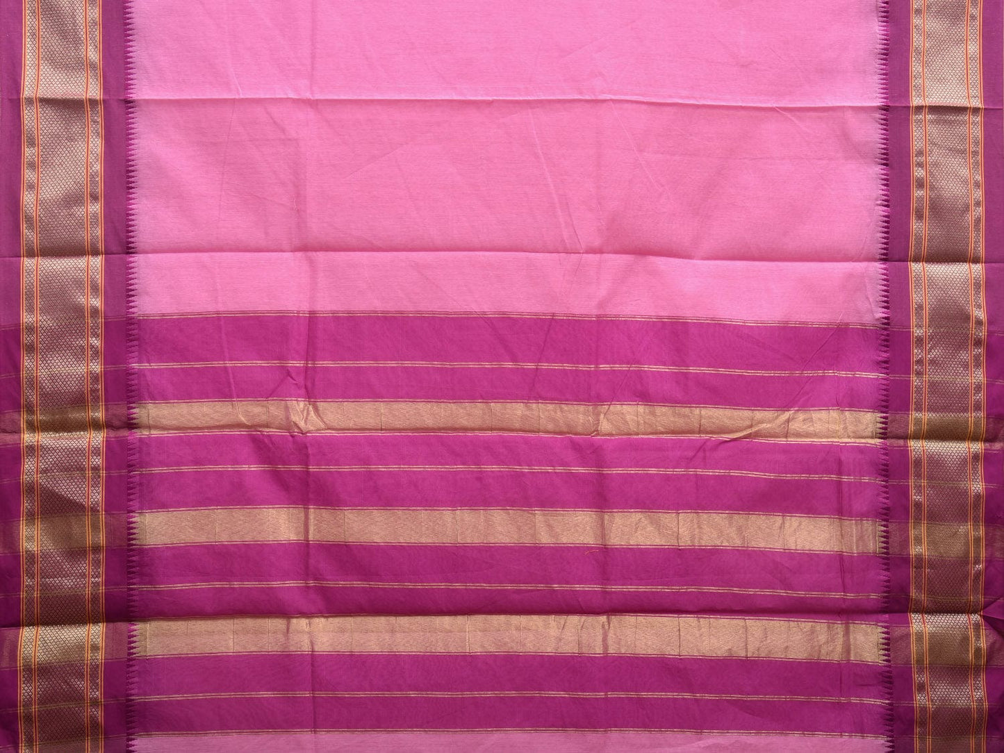 Baby Pink and Pink Bamboo Cotton Plain Saree with Strips Pallu Design No Blouse bc0353