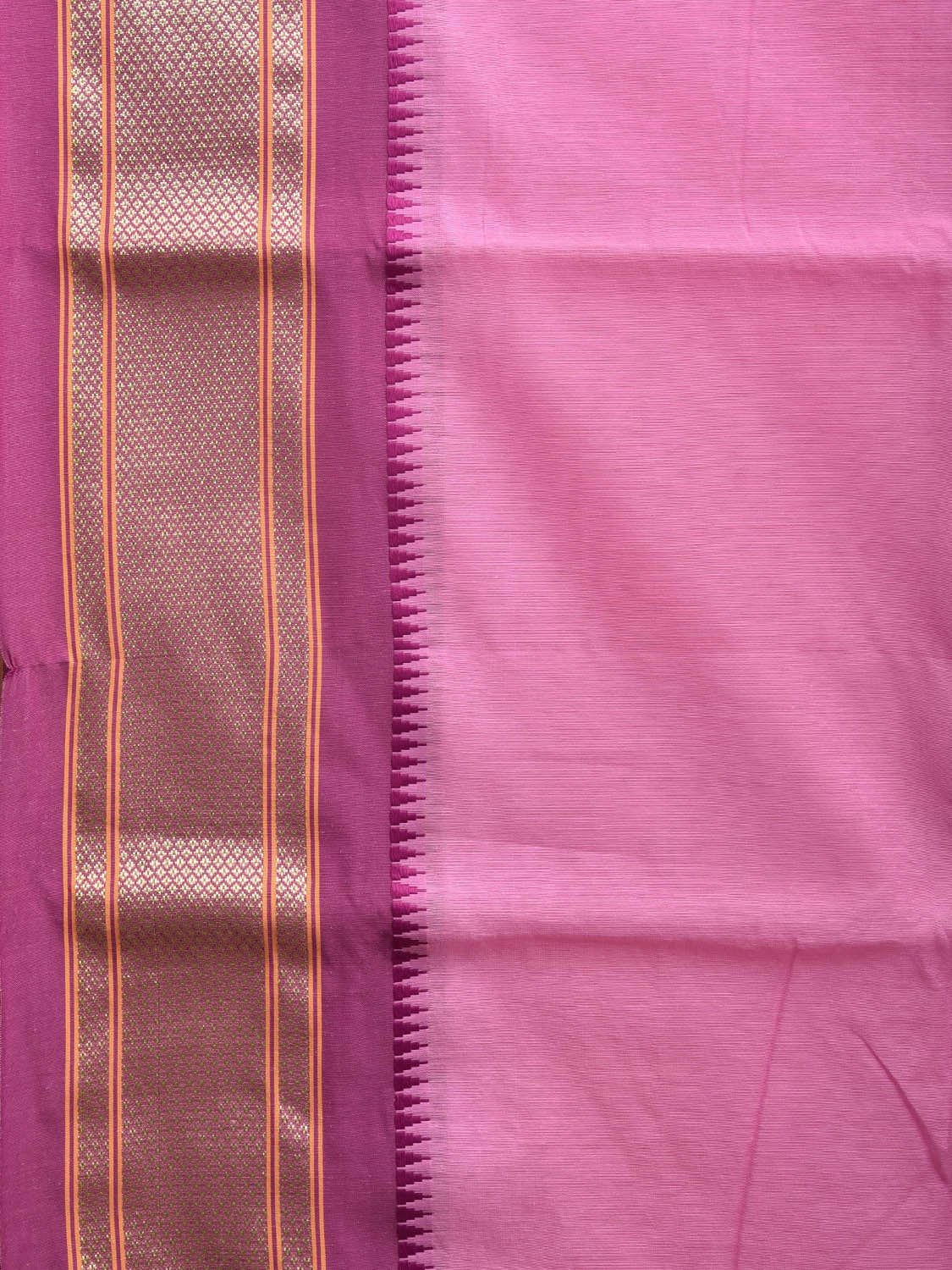 Baby Pink and Pink Bamboo Cotton Plain Saree with Strips Pallu Design No Blouse bc0353