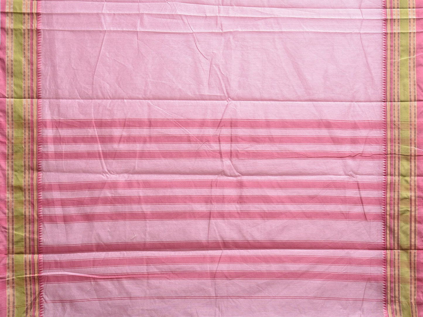 Baby Pink and Pink Bamboo Cotton Plain Saree with Strips Pallu Design No Blouse bc0824