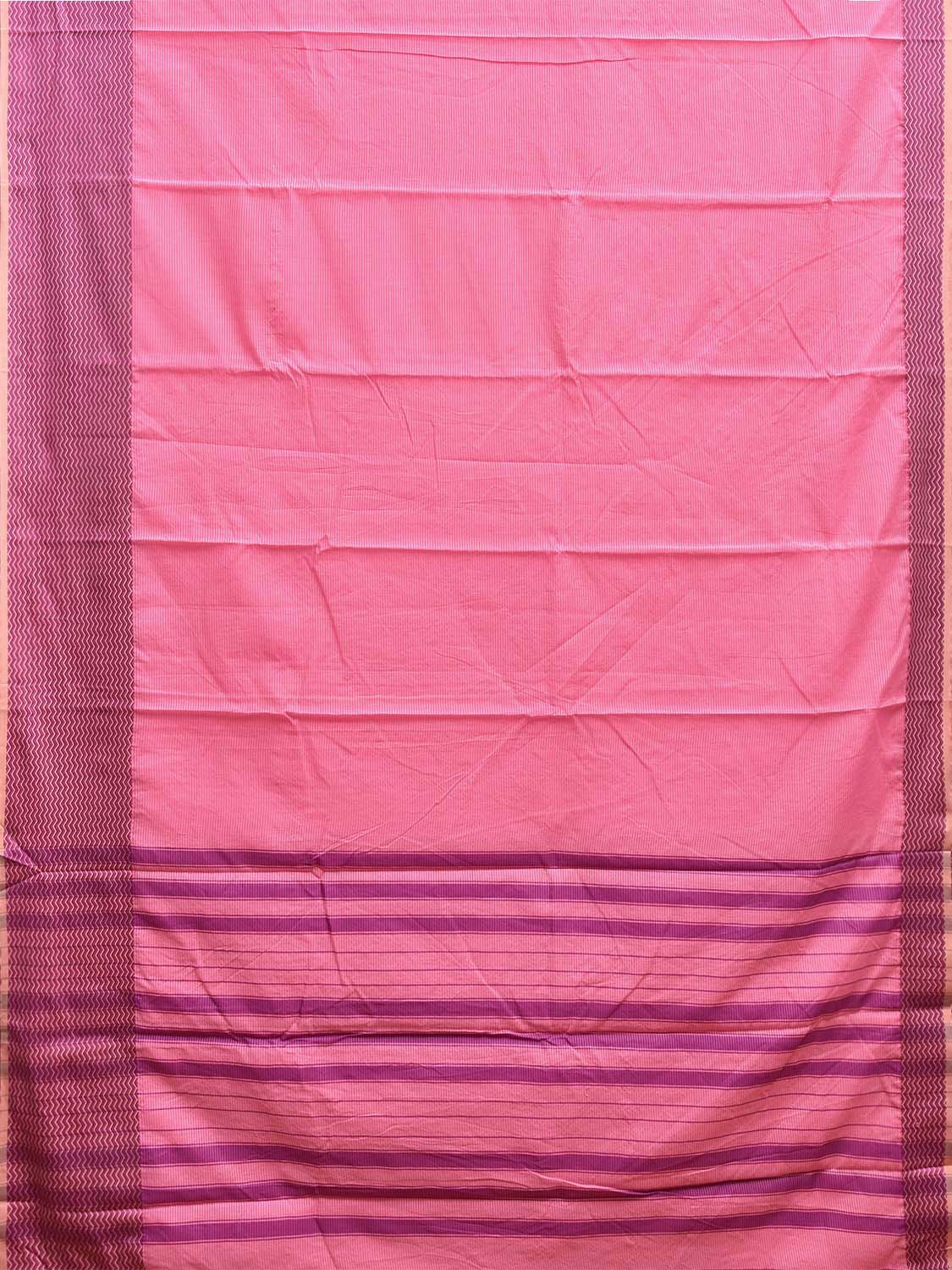 Baby Pink and Pink Bamboo Cotton Saree with Strips Design No Blouse bc0752