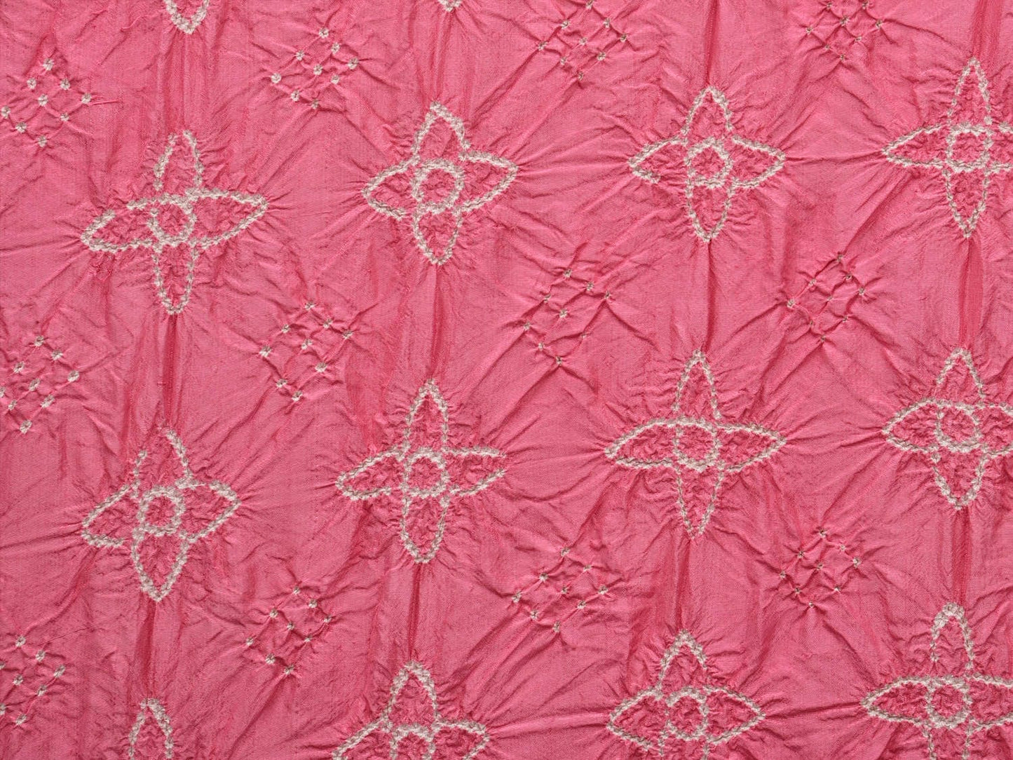 Baby Pink and Red Bandhani Gadwal Silk Handloom Saree with Mango Pallu Design bn0451