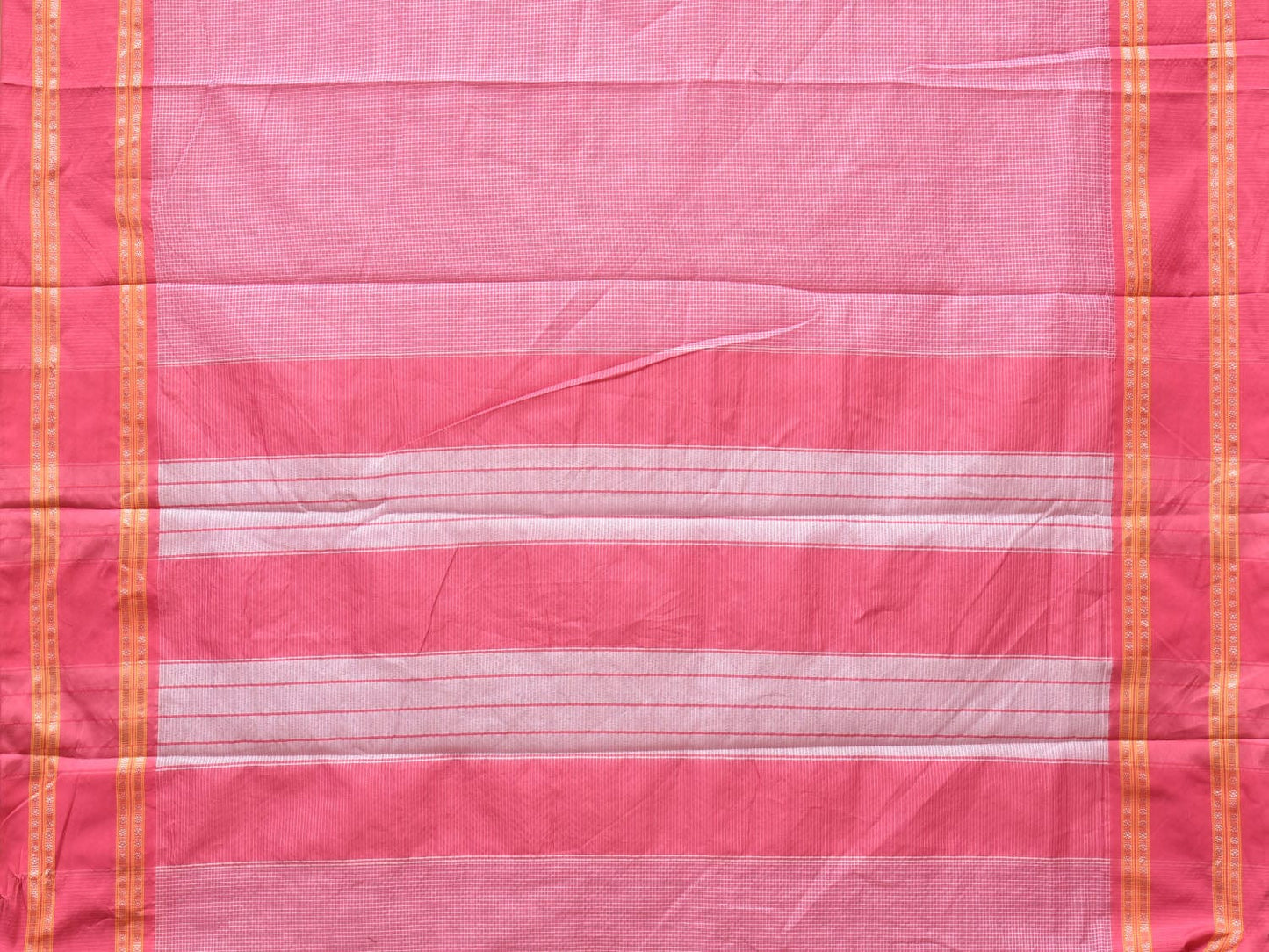 Baby Pink Bamboo Cotton Saree with Small Checks Design No Blouse bc0229