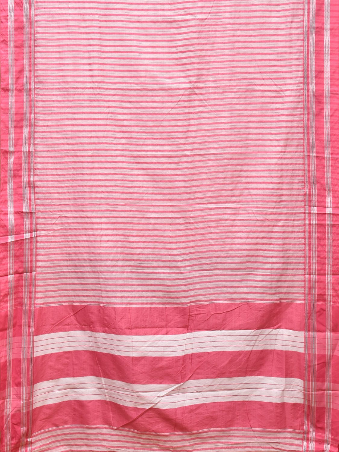 Baby Pink Bamboo Cotton Saree with Strips Design No Blouse bc0181