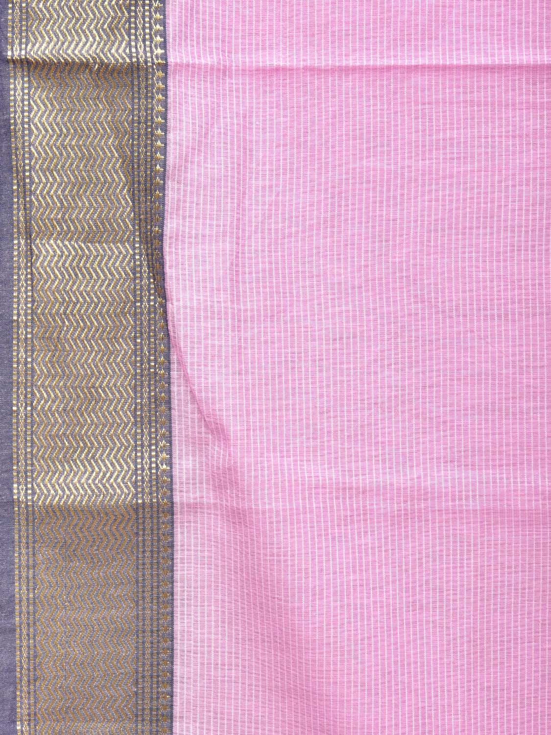 Baby Pink Bamboo Cotton Saree with Strips Design No Blouse bc0187
