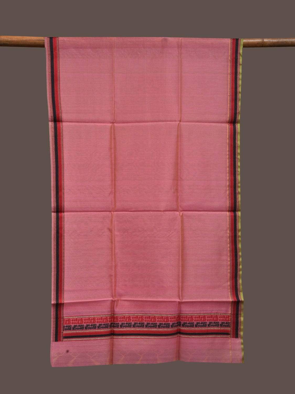 Baby Pink Banaras Cotton Silk Handloom Stole with Border Design ds1865