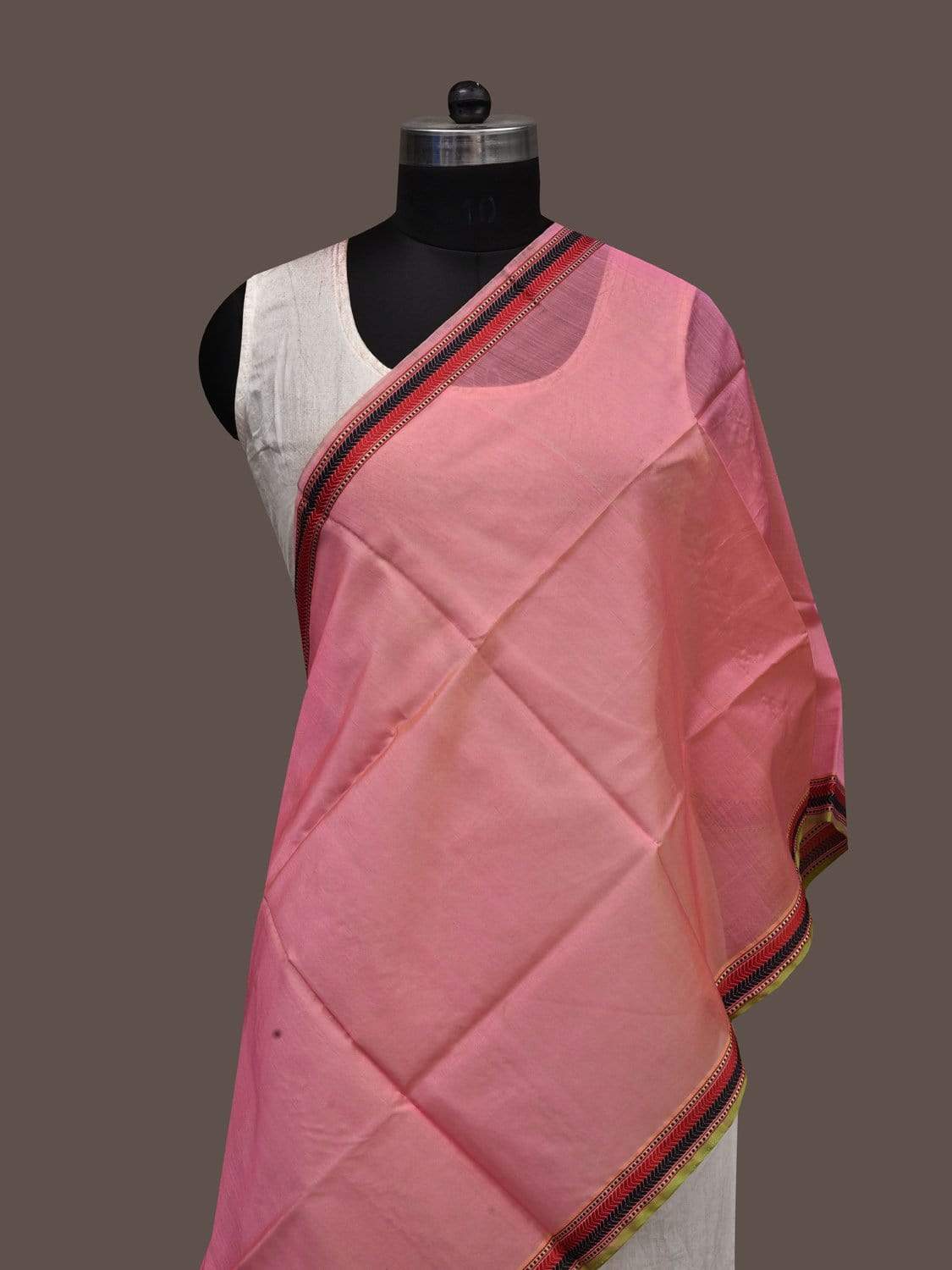 Baby Pink Banaras Cotton Silk Handloom Stole with Border Design ds1865