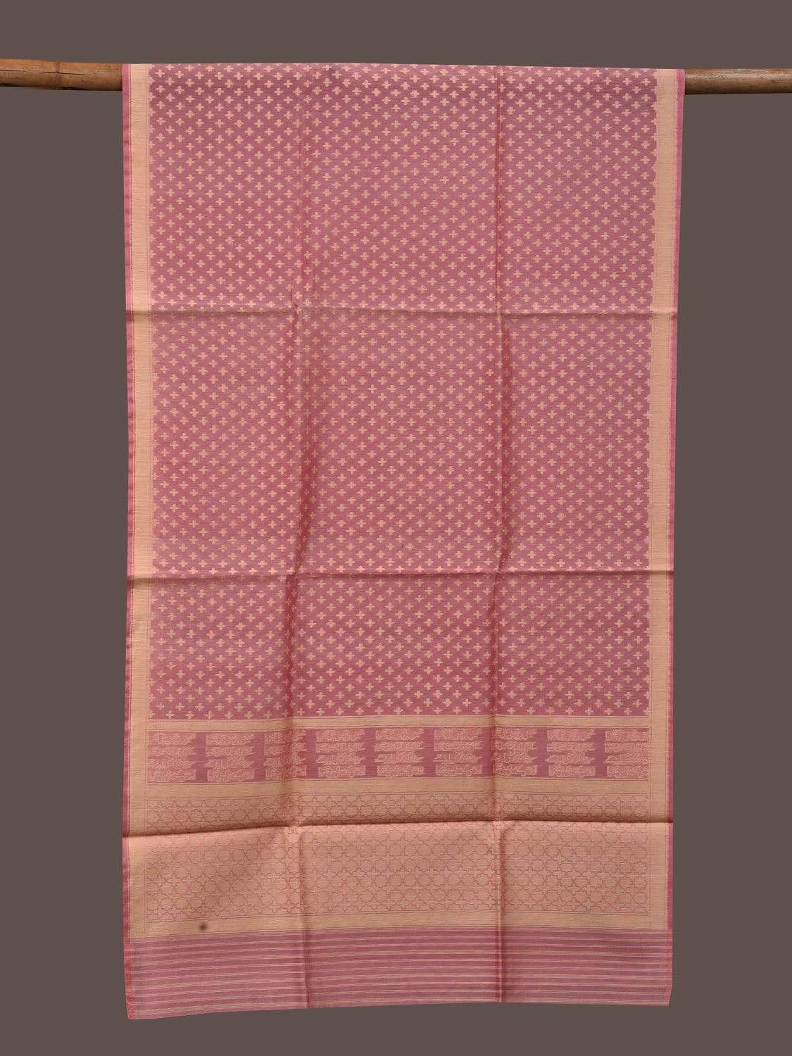 Baby Pink Banaras Cotton Silk Handloom Stole with Plus Buta Design ds1867