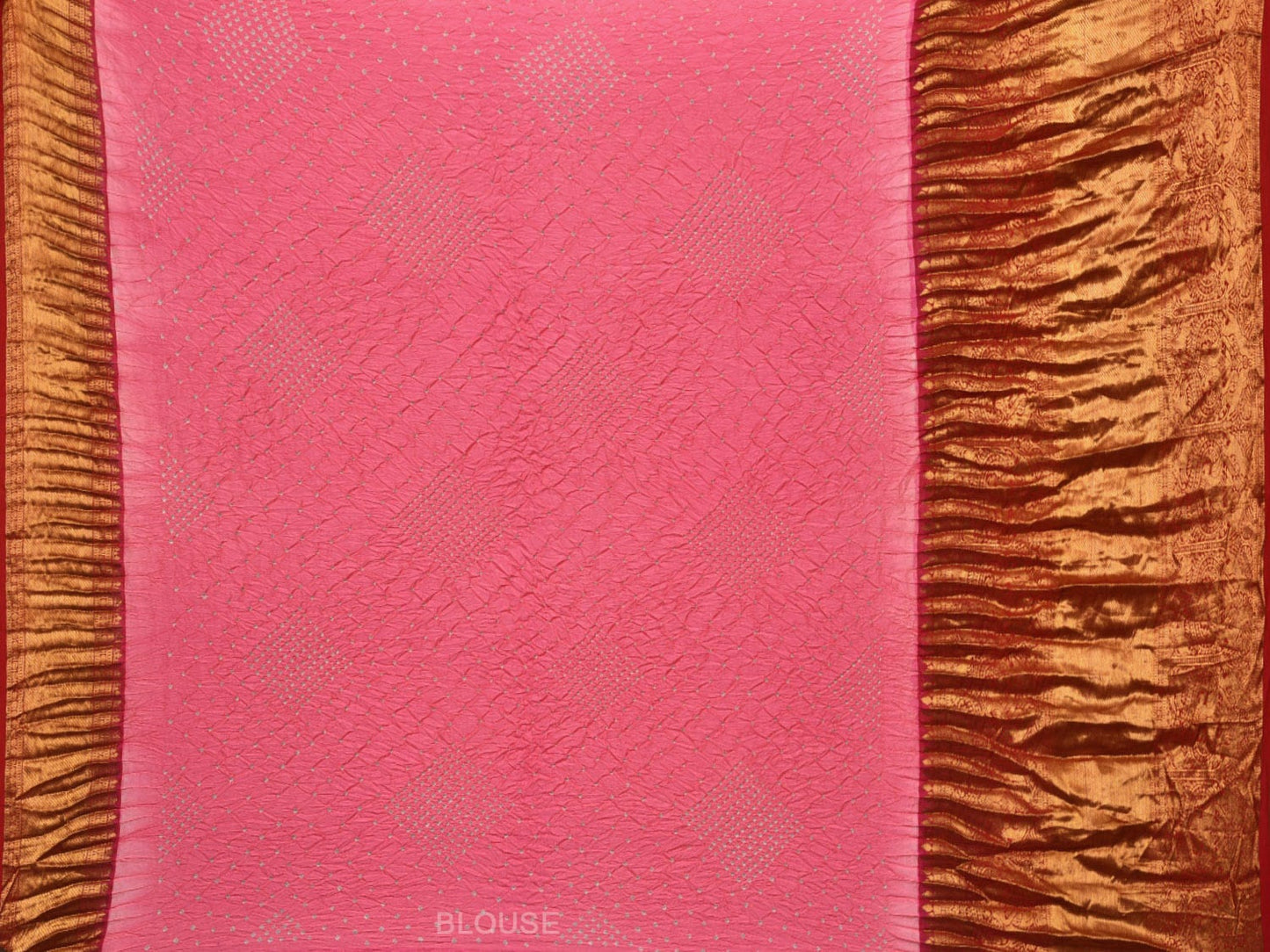 Baby Pink Bandhani Kanchipuram SIlk Handloom Saree with Big Border and Pallu Design bn0435