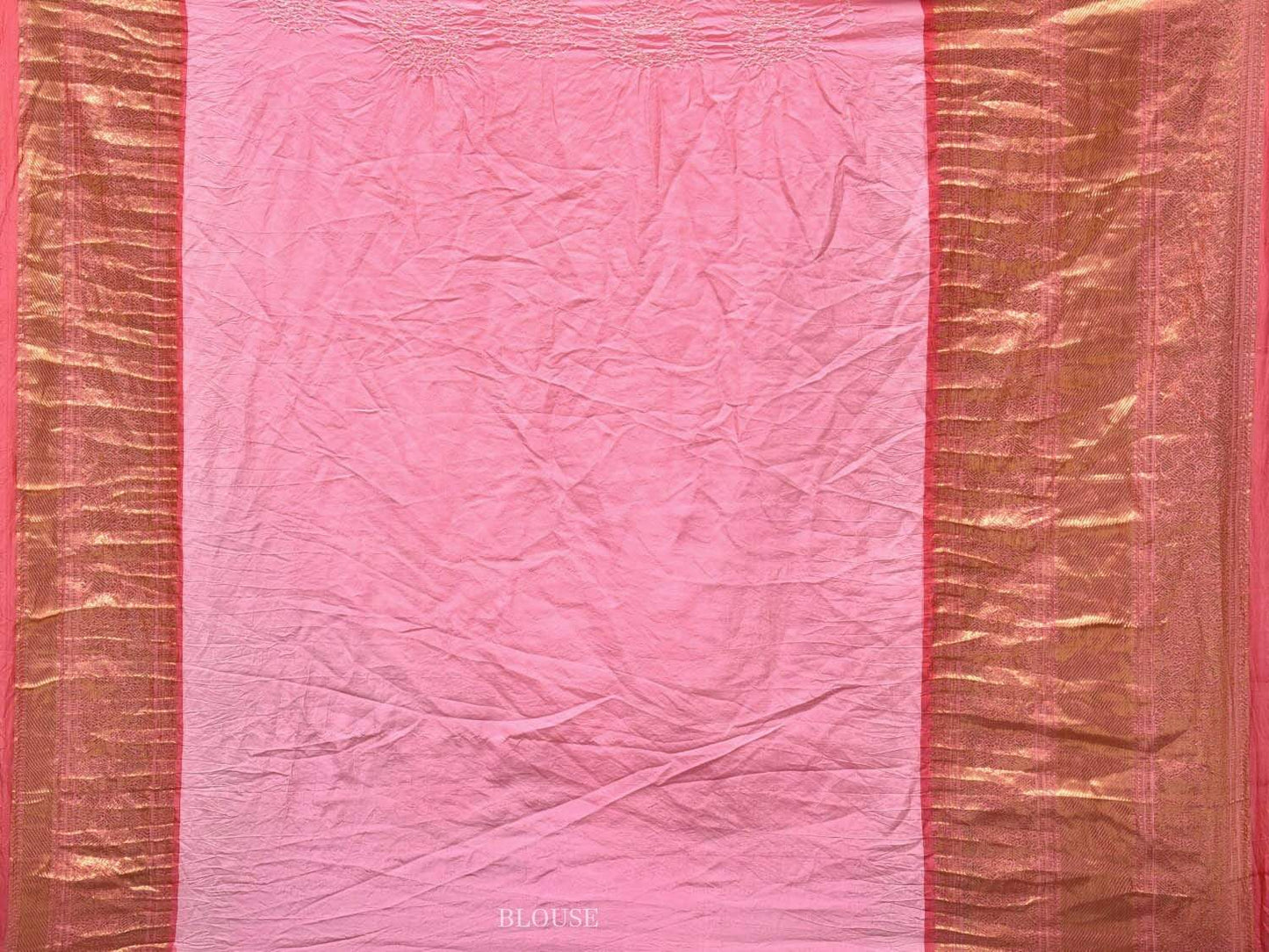 Baby Pink Bandhani Kanchipuram Silk Handloom Saree with Border Design bn0198
