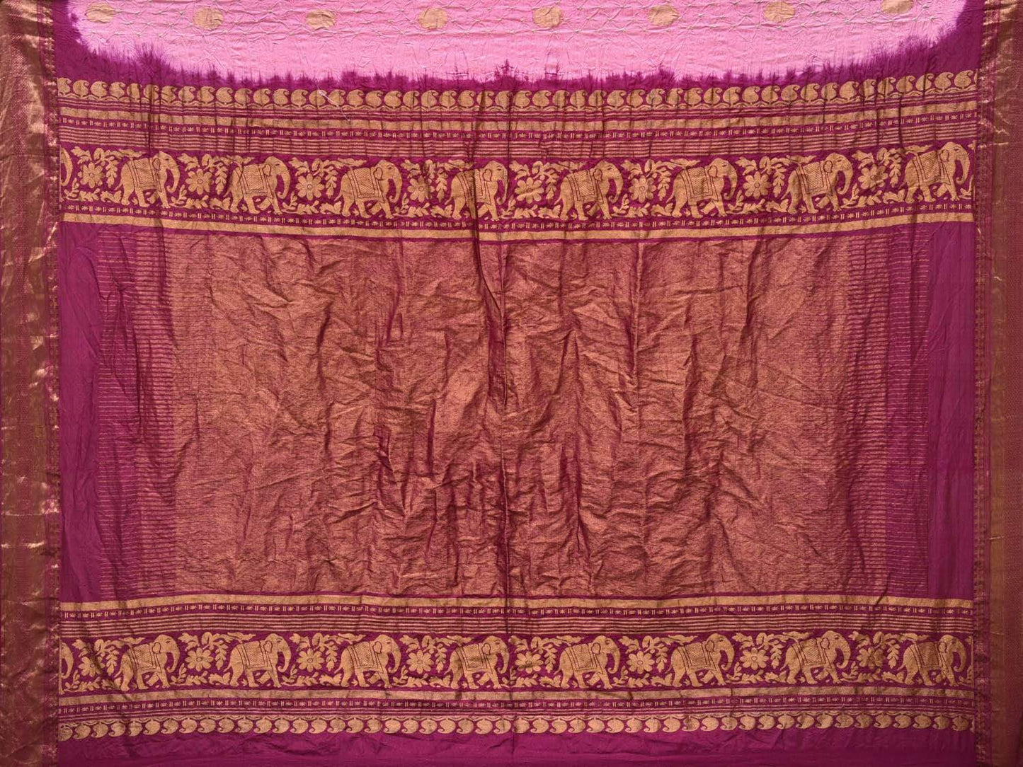 Baby Pink Bandhani Kanchipuram Silk Handloom Saree with Buta and Border Design bn0201