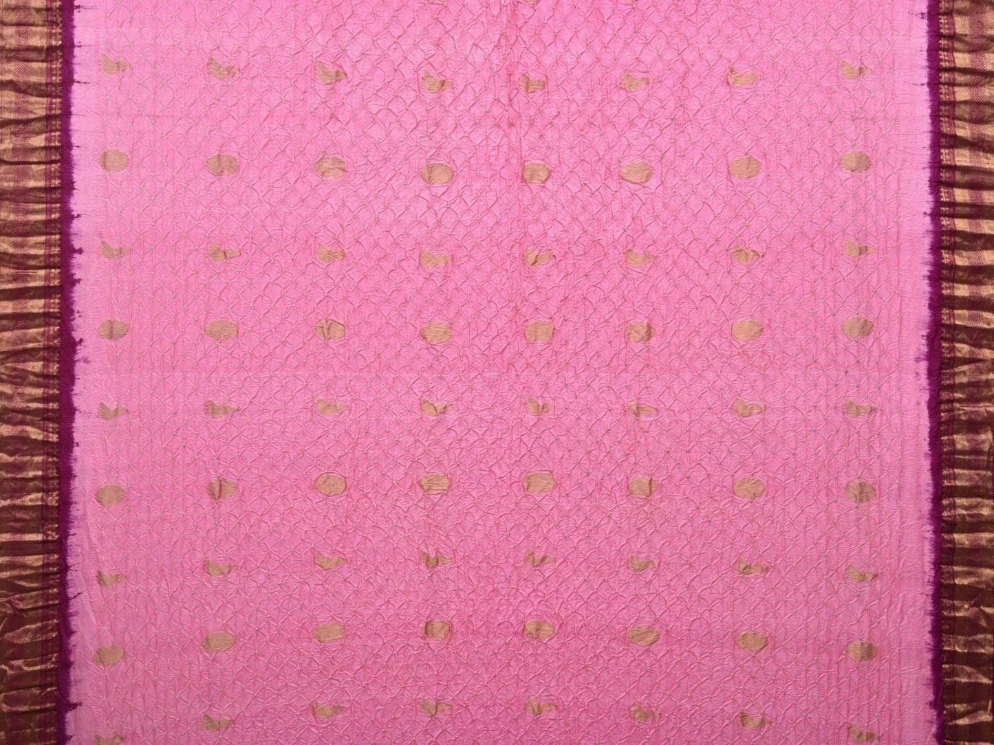 Baby Pink Bandhani Kanchipuram Silk Handloom Saree with Buta and Border Design bn0201