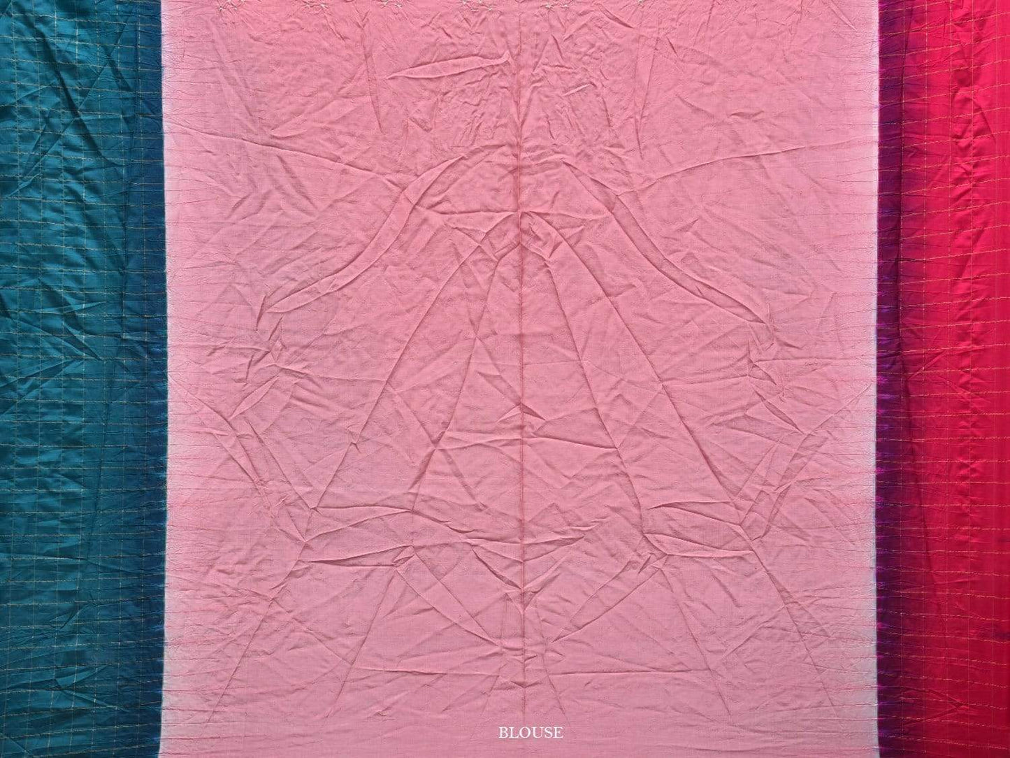 Baby Pink Bandhani Kanchipuram Silk Handloom Saree with Ganga-Jamuna Checks Border Design bn0208