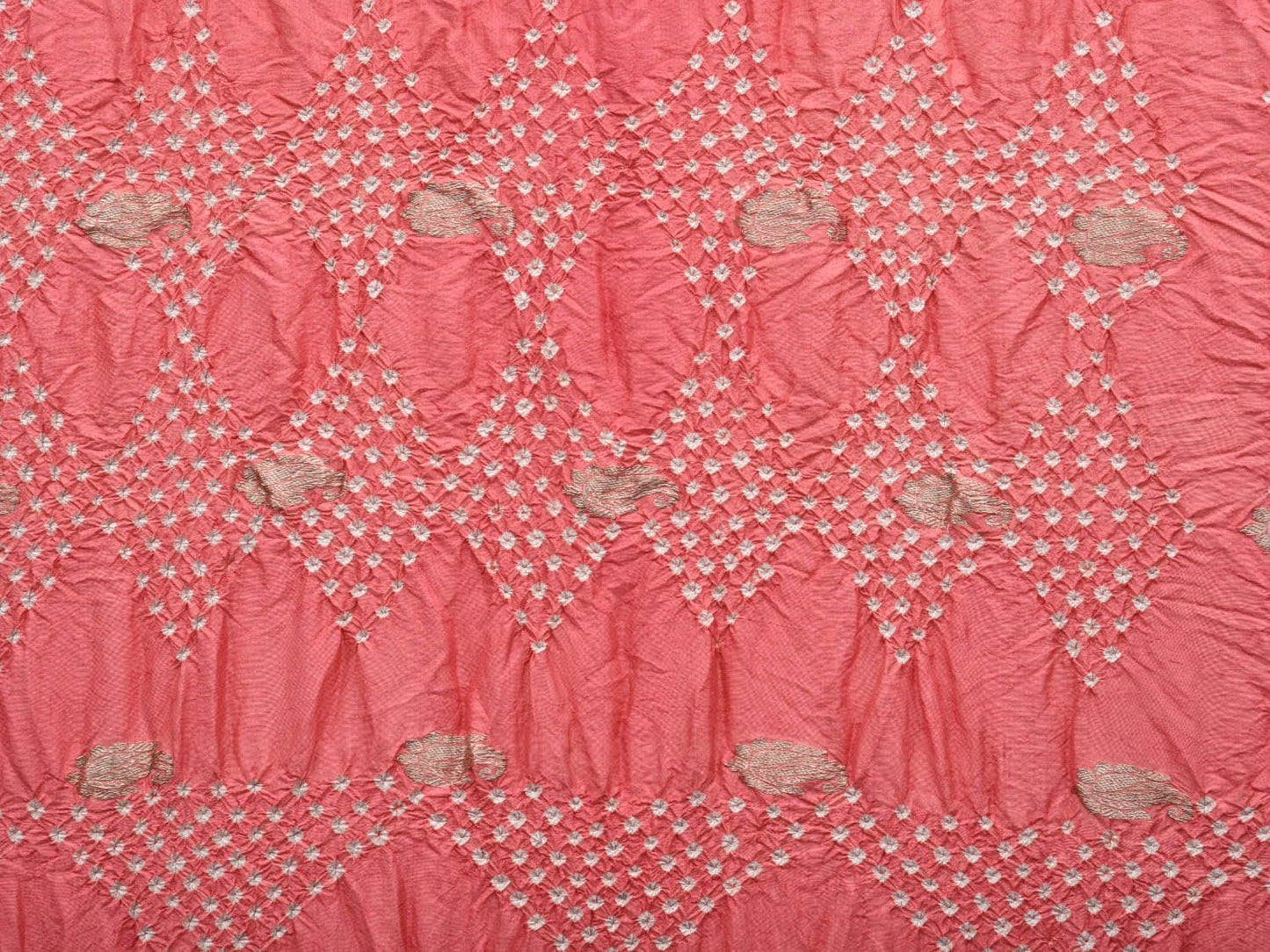 Baby Pink Bandhani Paithani Silk Handloom Saree with Peacock-Parrot Pallu Design bn0383