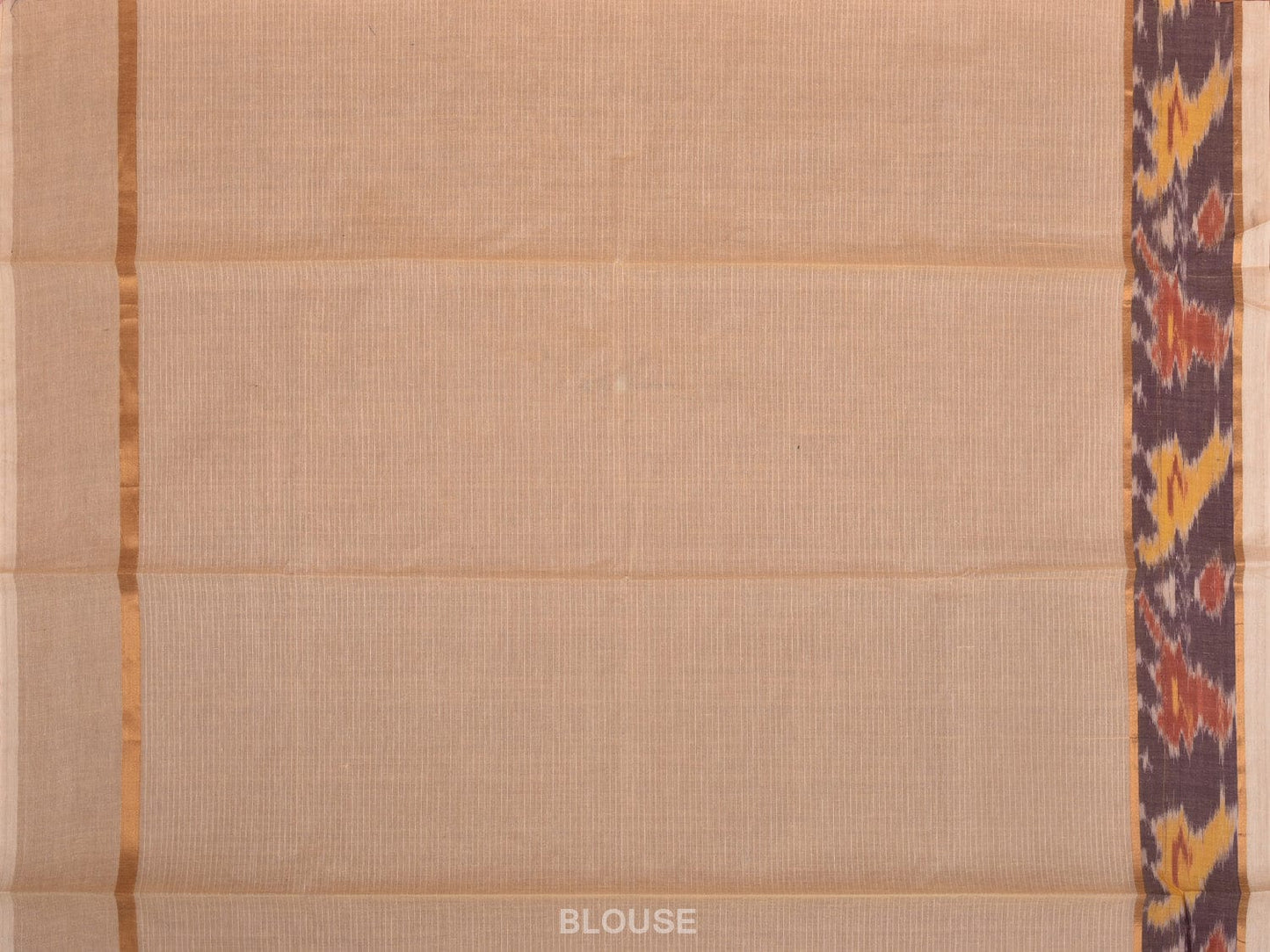 Baby Pink Cotton Saree with Strips and One Side Ikat Border Design o0462