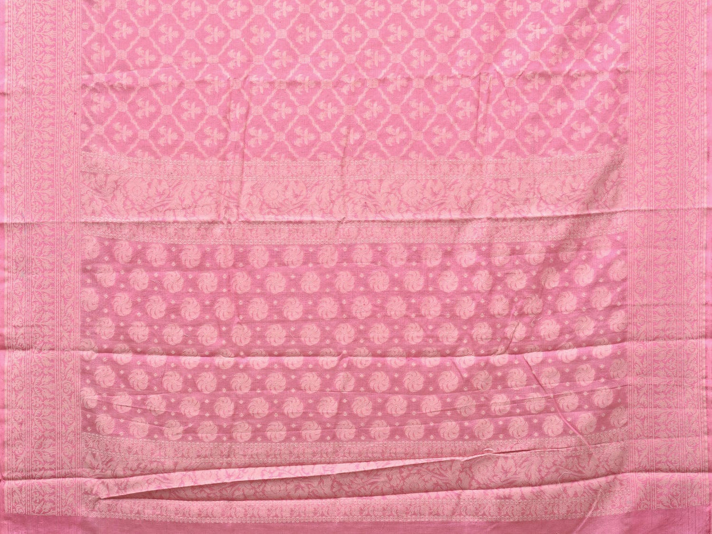 Baby Pink Cut Work Cotton Handloom Saree with All Over Jamdani Style Design o0388