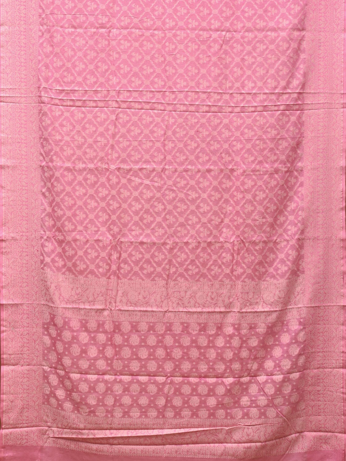 Baby Pink Cut Work Cotton Handloom Saree with All Over Jamdani Style Design o0388