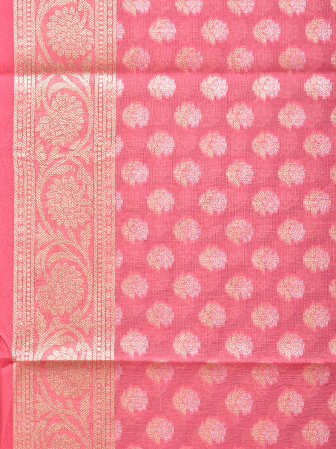 Baby Pink Cut Work Cotton Silk Saree with All Over Banaras Design o0396