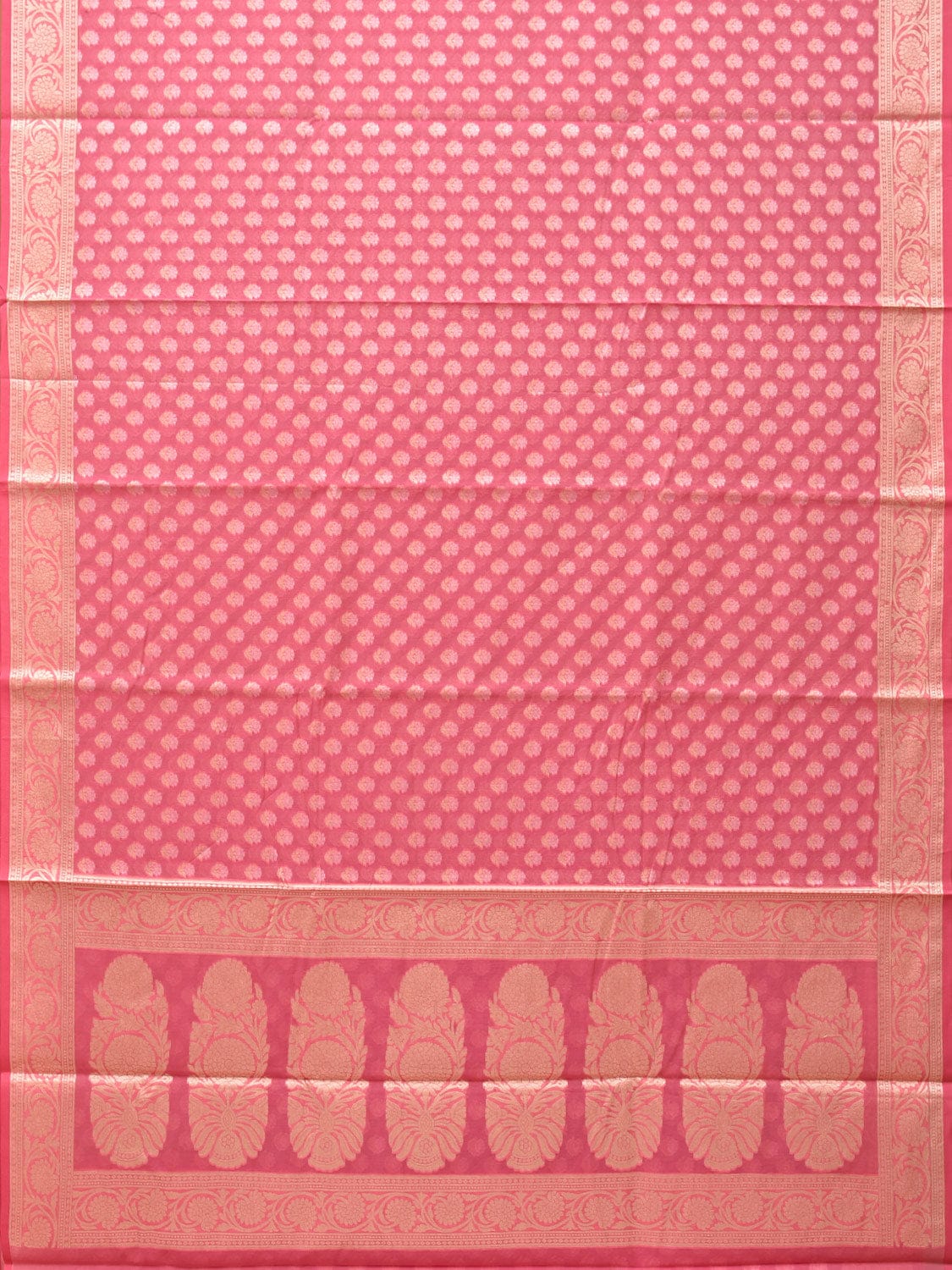 Baby Pink Cut Work Cotton Silk Saree with All Over Banaras Design o0396