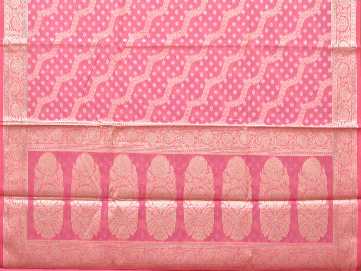 Baby Pink Cut Work Cotton Silk Saree with All Over Diagonal Banaras Design o0407