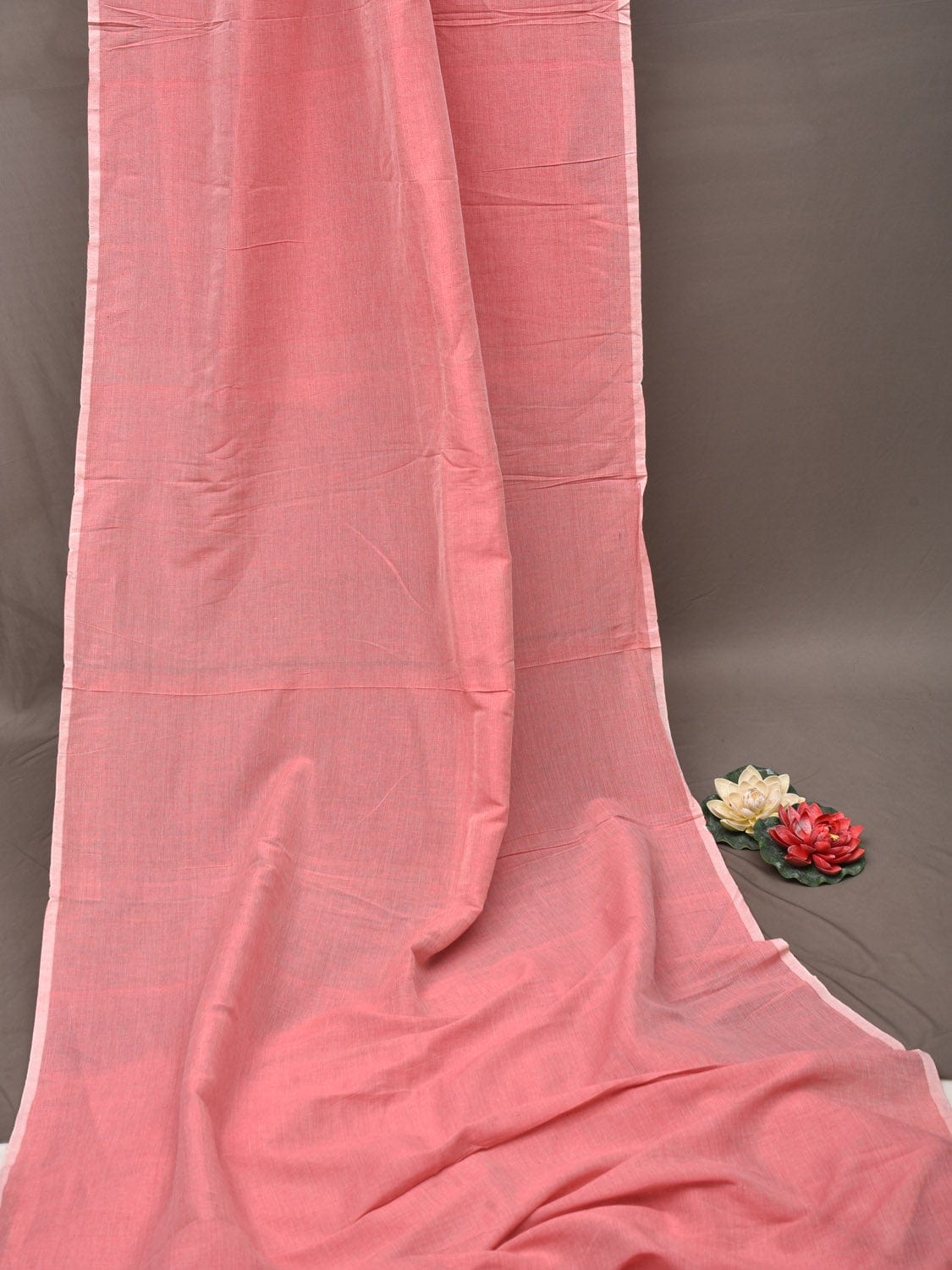 Baby Pink Khadi Cotton Handloom 2.5mts Plain Fabric f0177