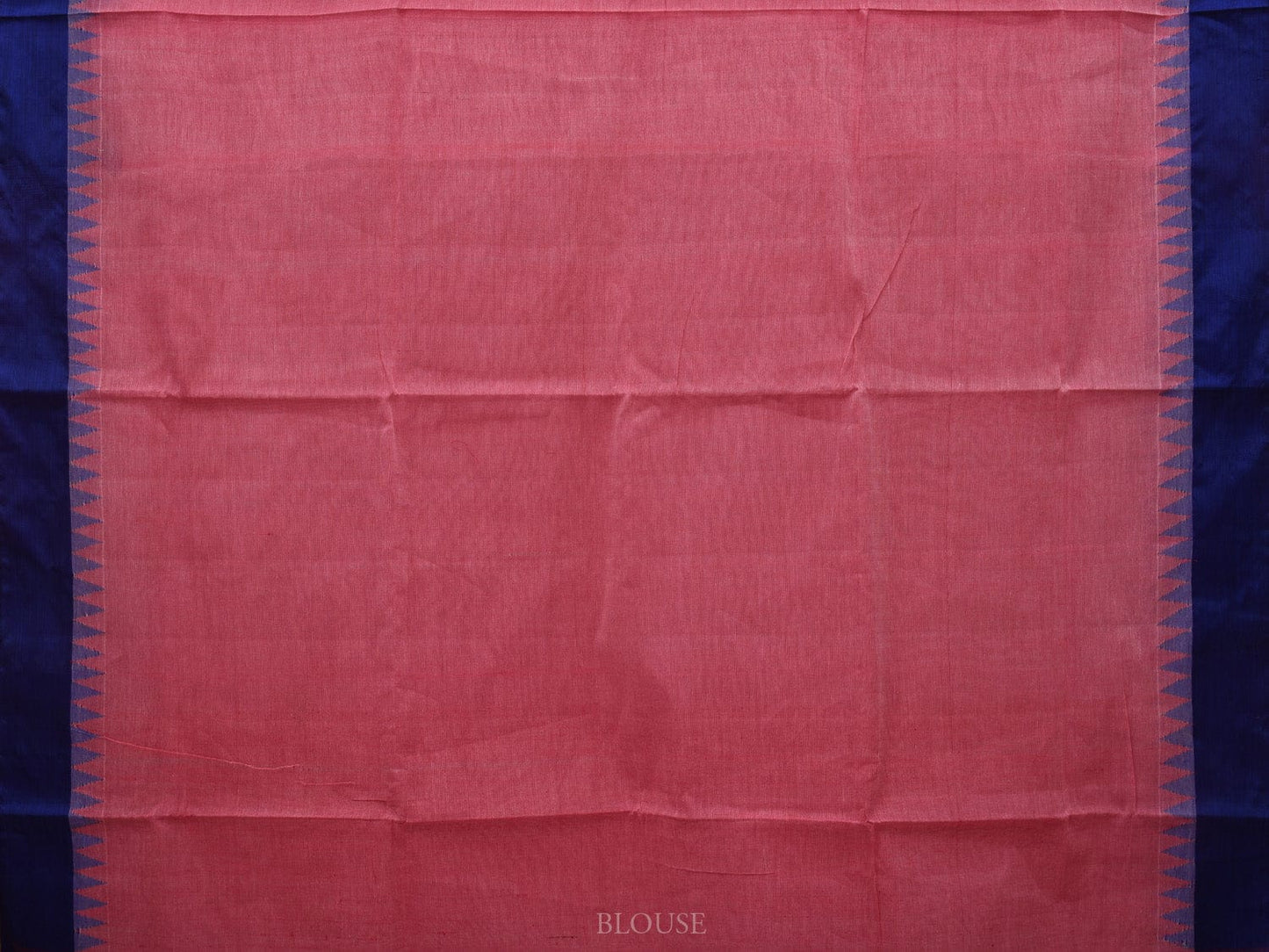 Baby Pink Khadi Cotton Handloom Plain Saree with Temple Border Design kh0572