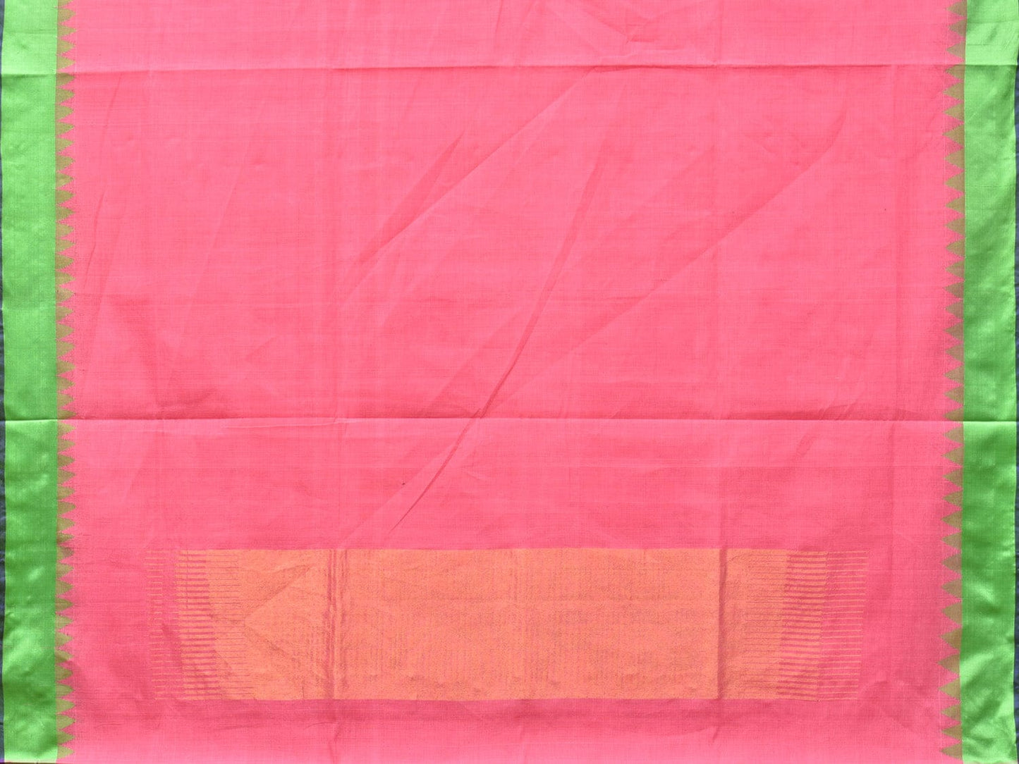 Baby Pink Khadi Cotton Handloom Plain Saree with Temple Border Design kh0626