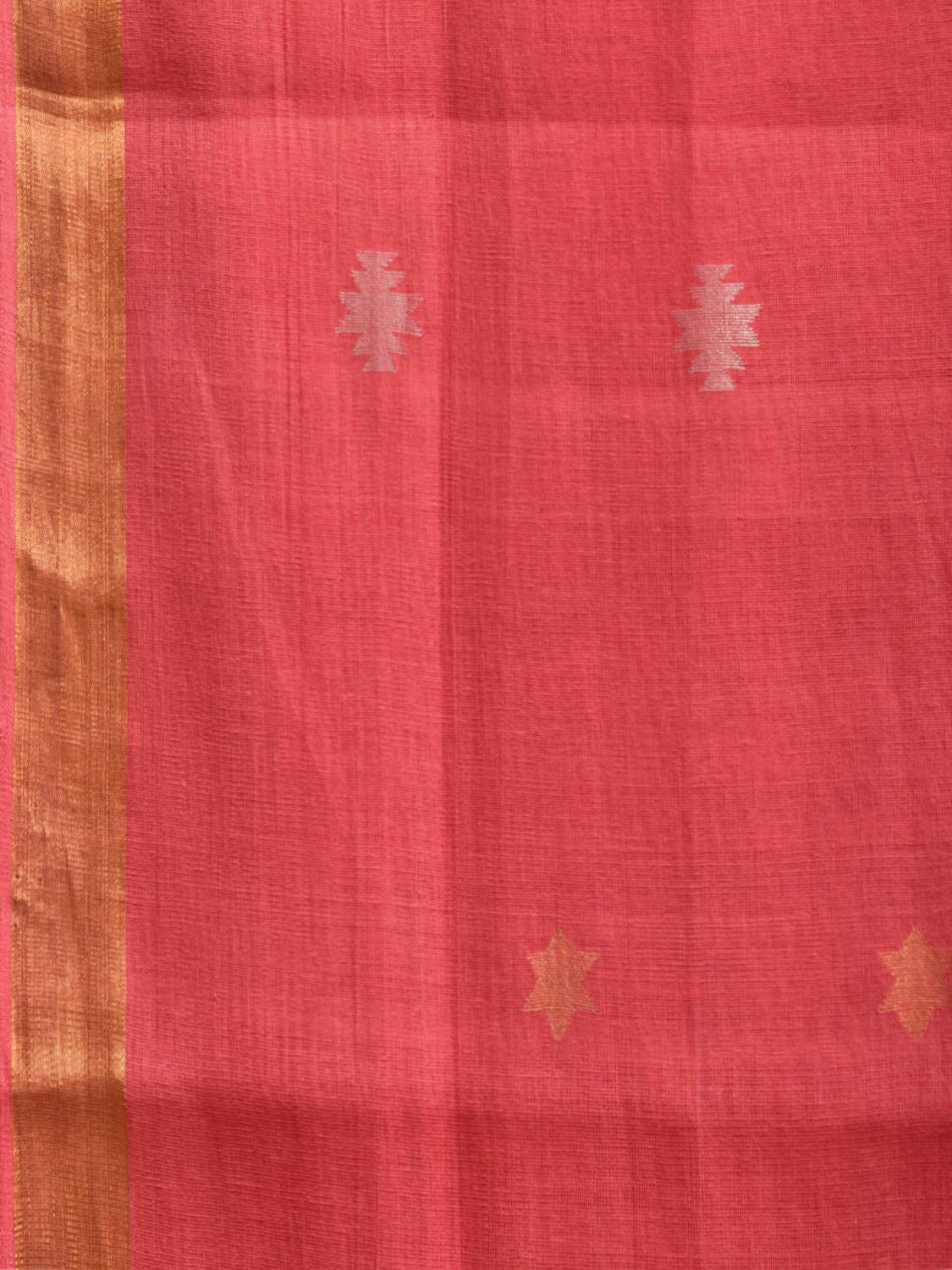Baby Pink Khadi Cotton Handloom Saree with Big Floral Pallu Design kh0705